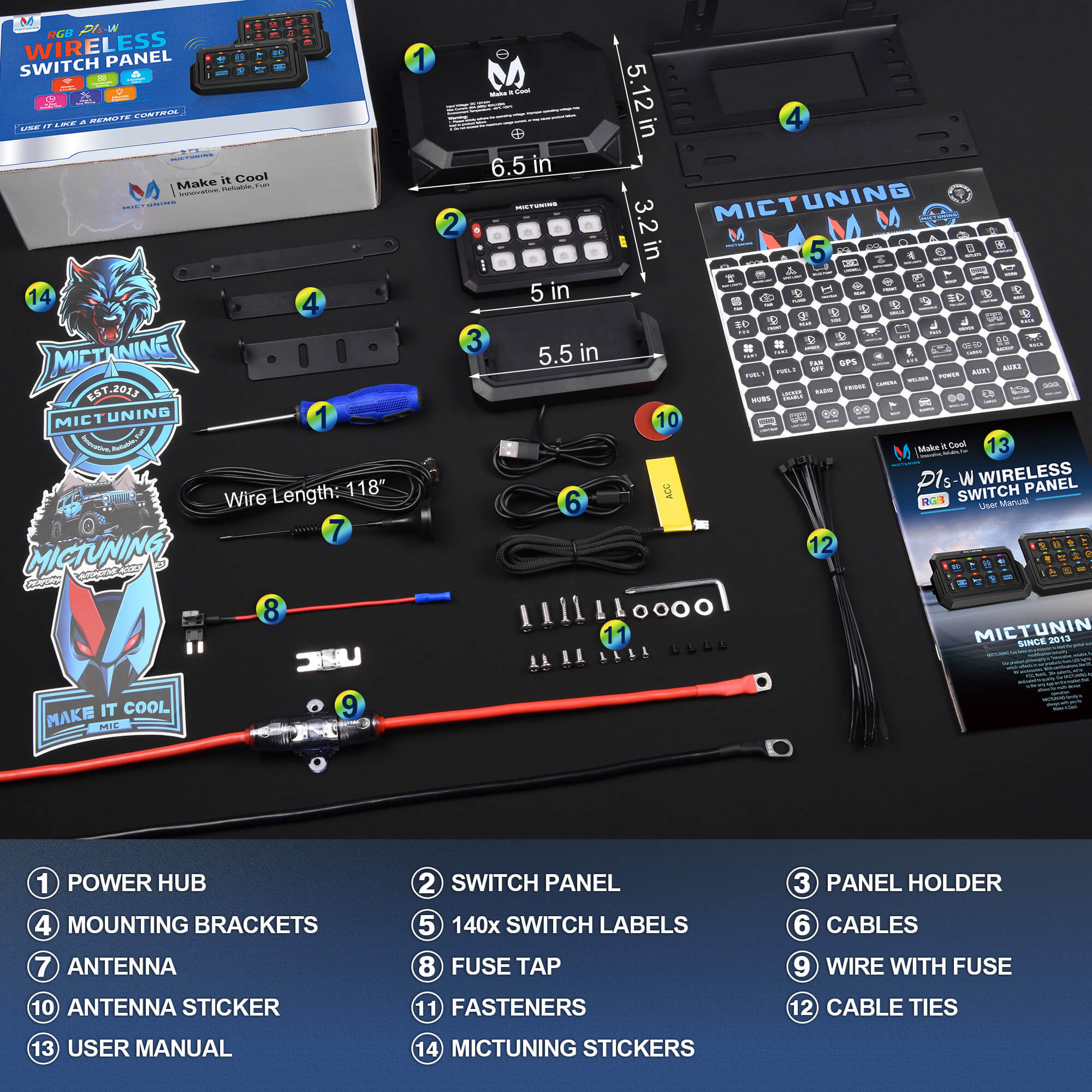 15.5″/17″ V1 RGB+IC Chasing Color Wheel Ring Lights Kit Bundle with P1s-W Wireless RGB Switch Panel 8/12 Gang, Up to 328FT Range