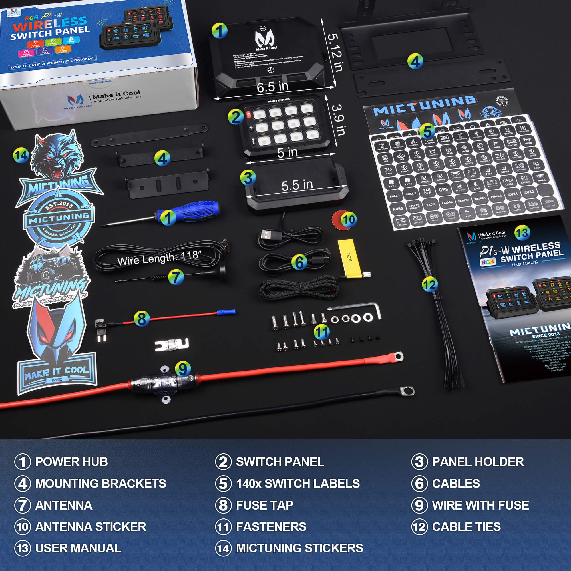 Q1 Max RGB+IC Rock Lights 8-24 Pods Bundle with P1s-W Wireless RGB Switch Panel 8/12 Gang, Up to 328FT Range