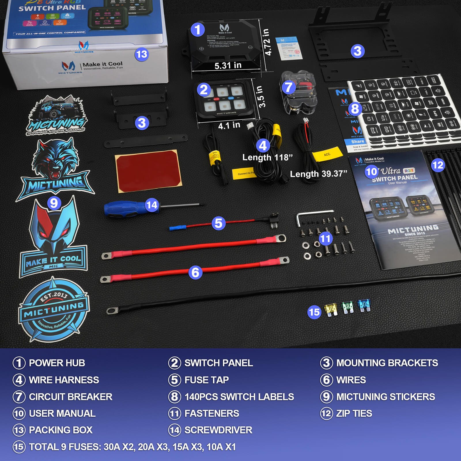 Q1 Max RGB+IC Rock Lights 8-24 Pods Bundle with P8-Ultra 6/8 Gang Switch Panel, Larger & Tactile Switches