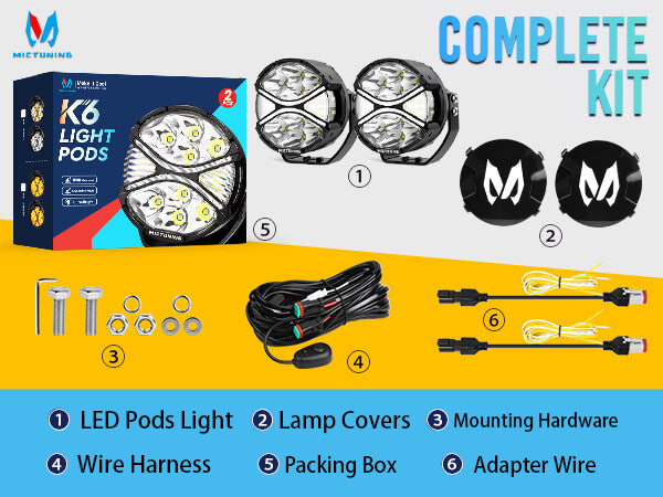 K6 4 Inch 160W LED Light Pods White/Amber - 270° Side Shooter with DRL & Turn Signal, Offroad Driving Ditch Lights w/ Covers, 2PC
