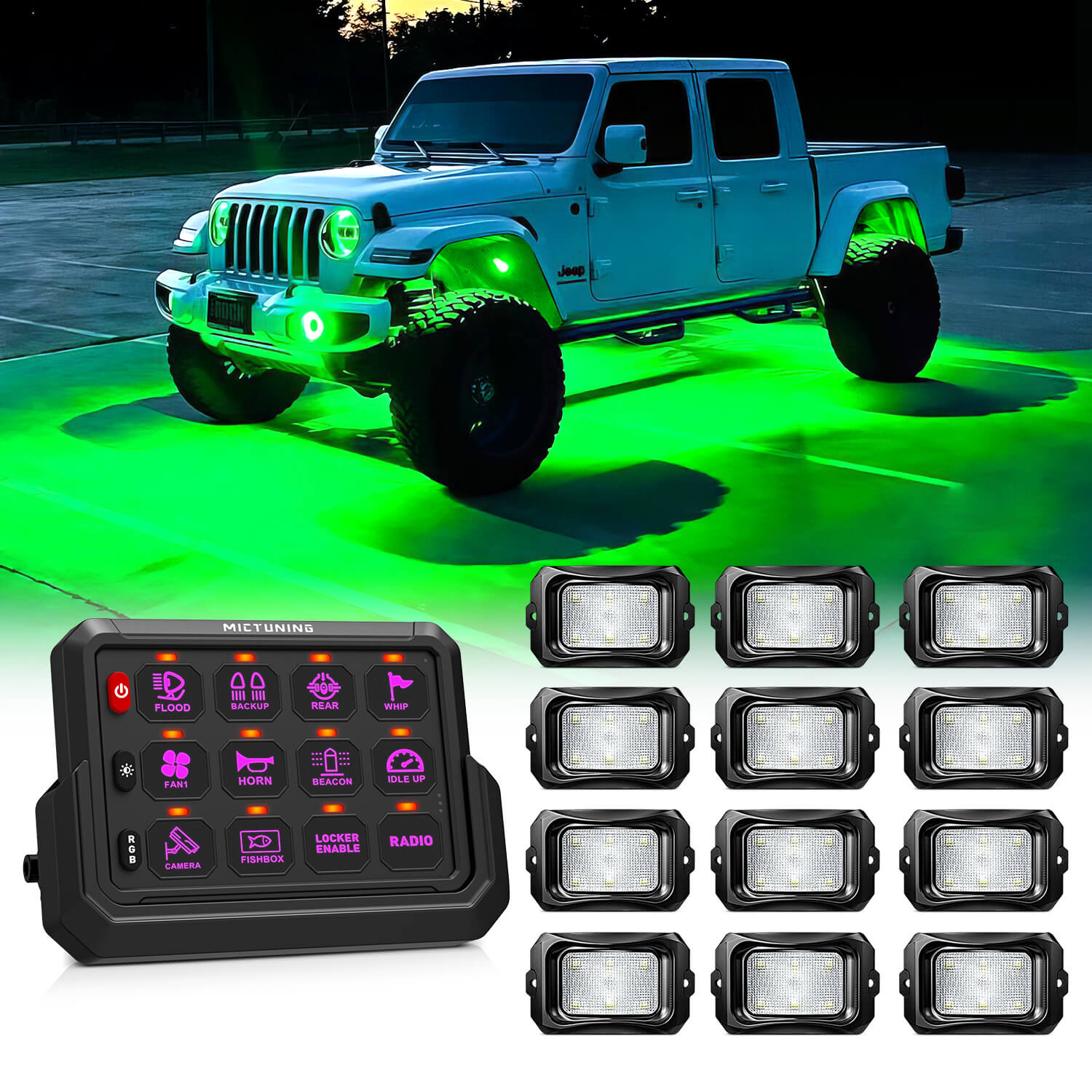 P1s-AC Wireless RGB Switch Panel Bundle with C2 RGBW LED Rock Lights Kit