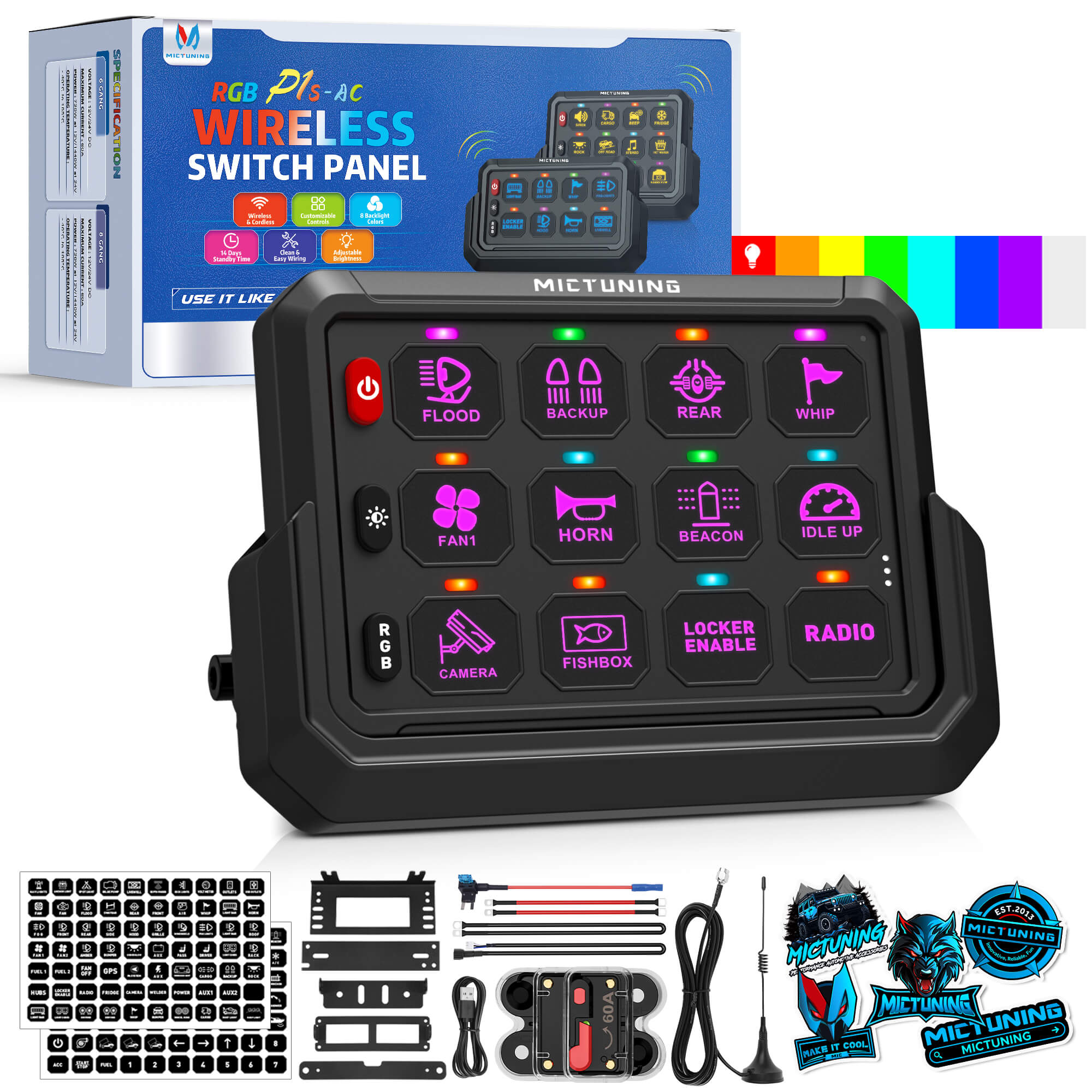 P1s-AC Wireless RGB Switch Panel Bundle with C2 RGBW LED Rock Lights Kit