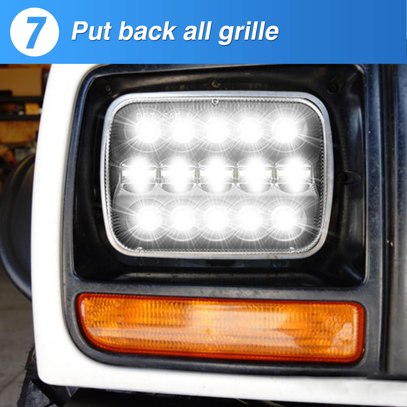 5x7 LED Headlights 7x6 Rectangle Headlamps H6054 110W Hi/Low Sealed Beam For Wrangler YJ Cherokee XJ Comanche MJ Chevy S10 T300 FL50 FL60 FL70 Peterbilt, Black