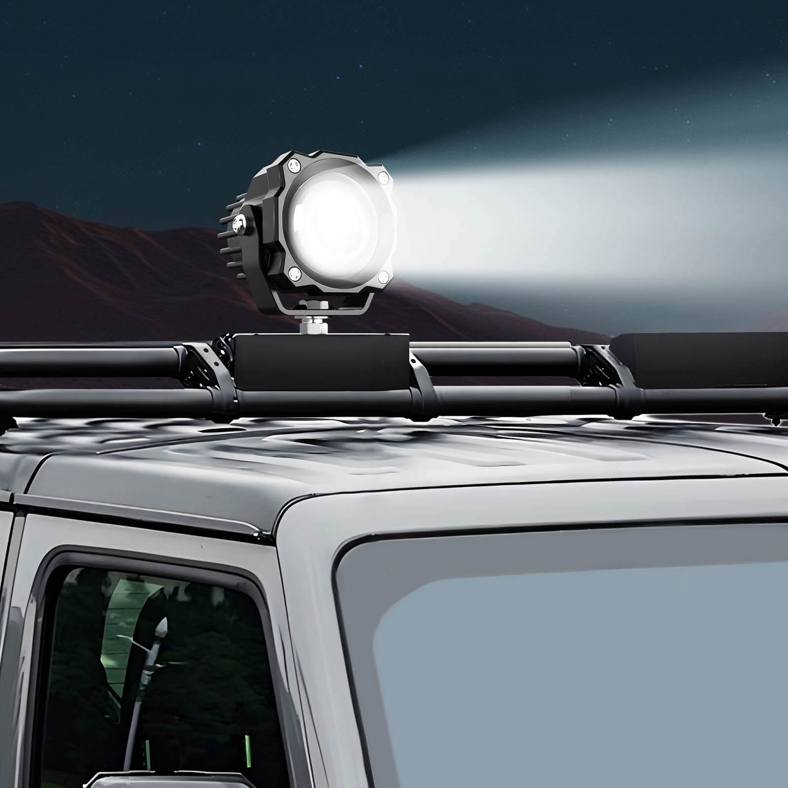 3 Inch 72W LED Light Pods Square Off-Road Driving Fog Lamp Spot Flood Beam Automotive Auxiliary Lighting, Pair