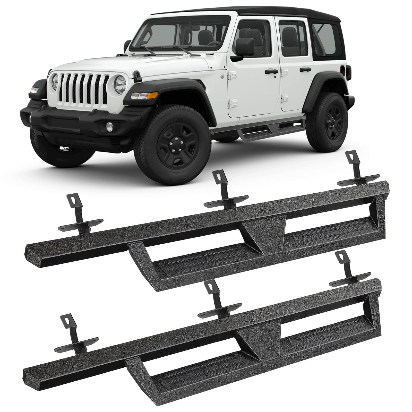 2018-2023 Jeep Wrangler JL Unlimited 4 Door Side Running Boards, Heavy-Duty Side Steps (Only Ships to U.S. )