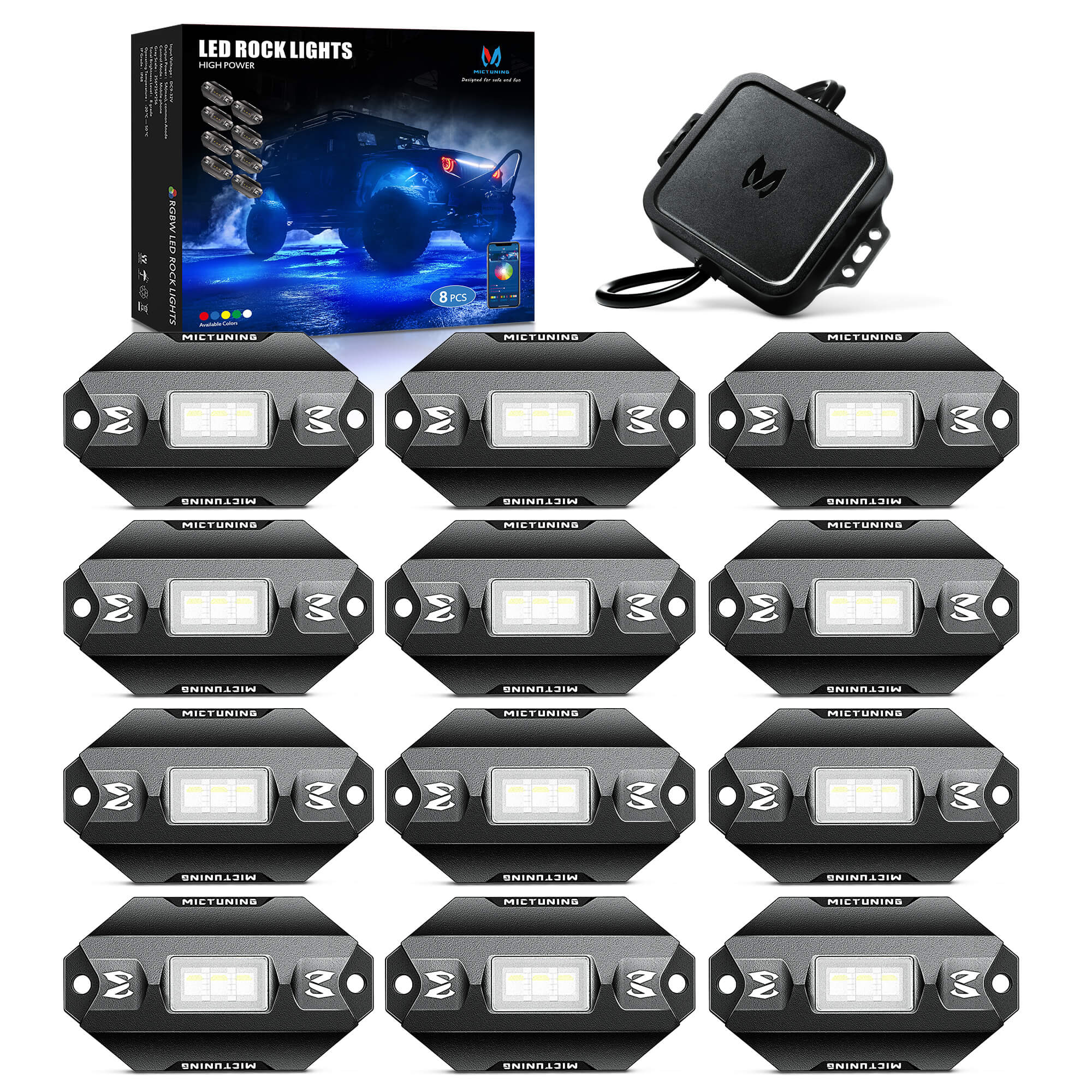 C1 RGBW LED Rock Lights 4-16 Pods Multicolor Underglow Neon Offroad Light Kit
