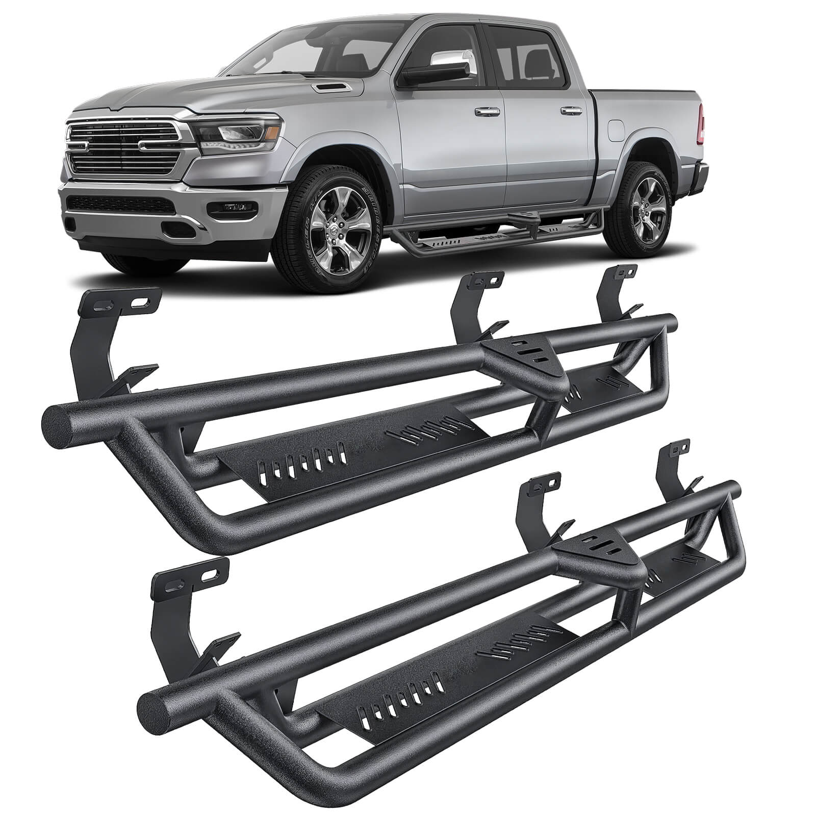 2009-2018 Dodge RAM 1500, 2019-2023 1500 Classic Quad Cab Side Running Boards, Heavy-Duty Side Steps (Only Ships to U.S. )