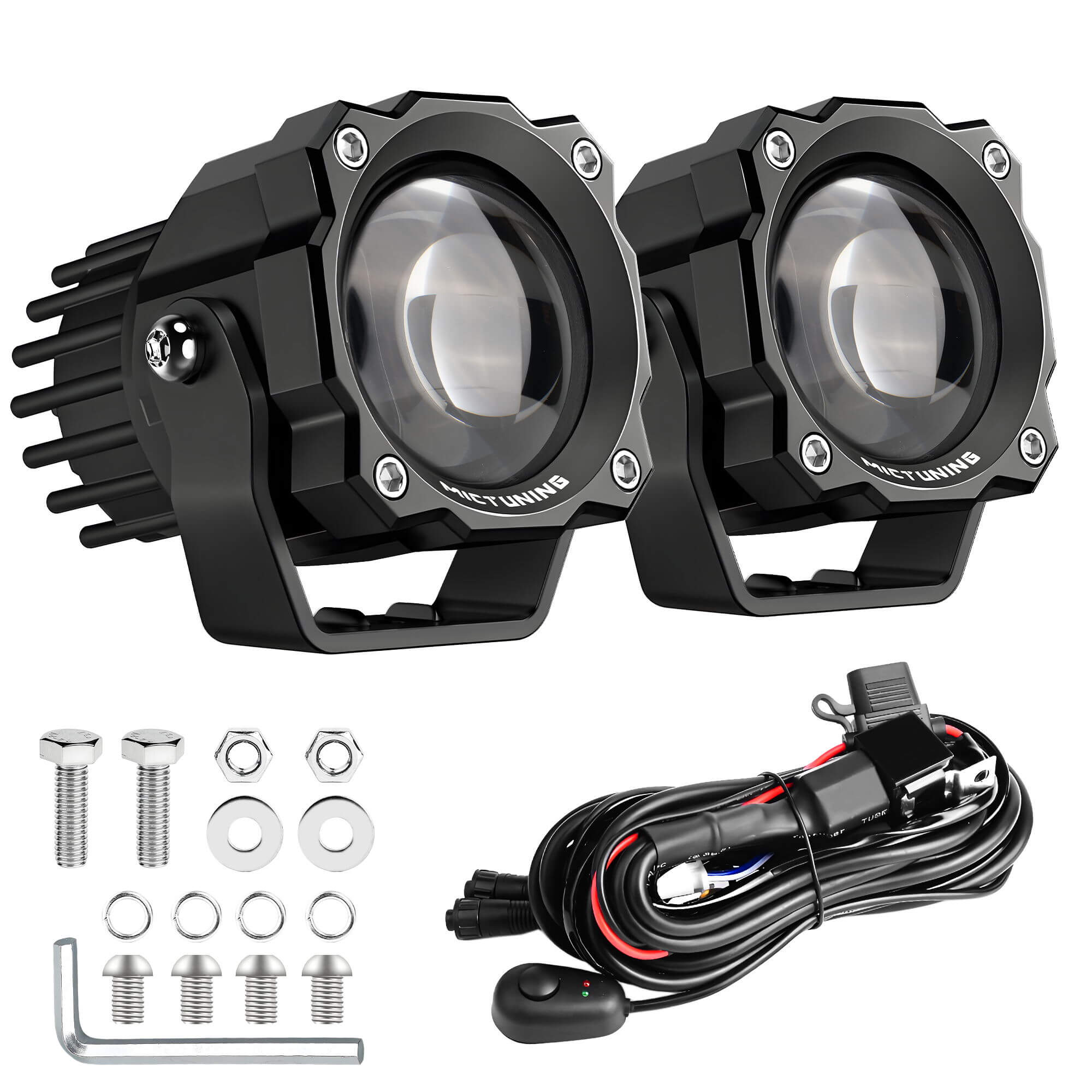 3 Inch 72W LED Light Pods Square Off-Road Driving Fog Lamp Spot Flood Beam Automotive Auxiliary Lighting, Pair