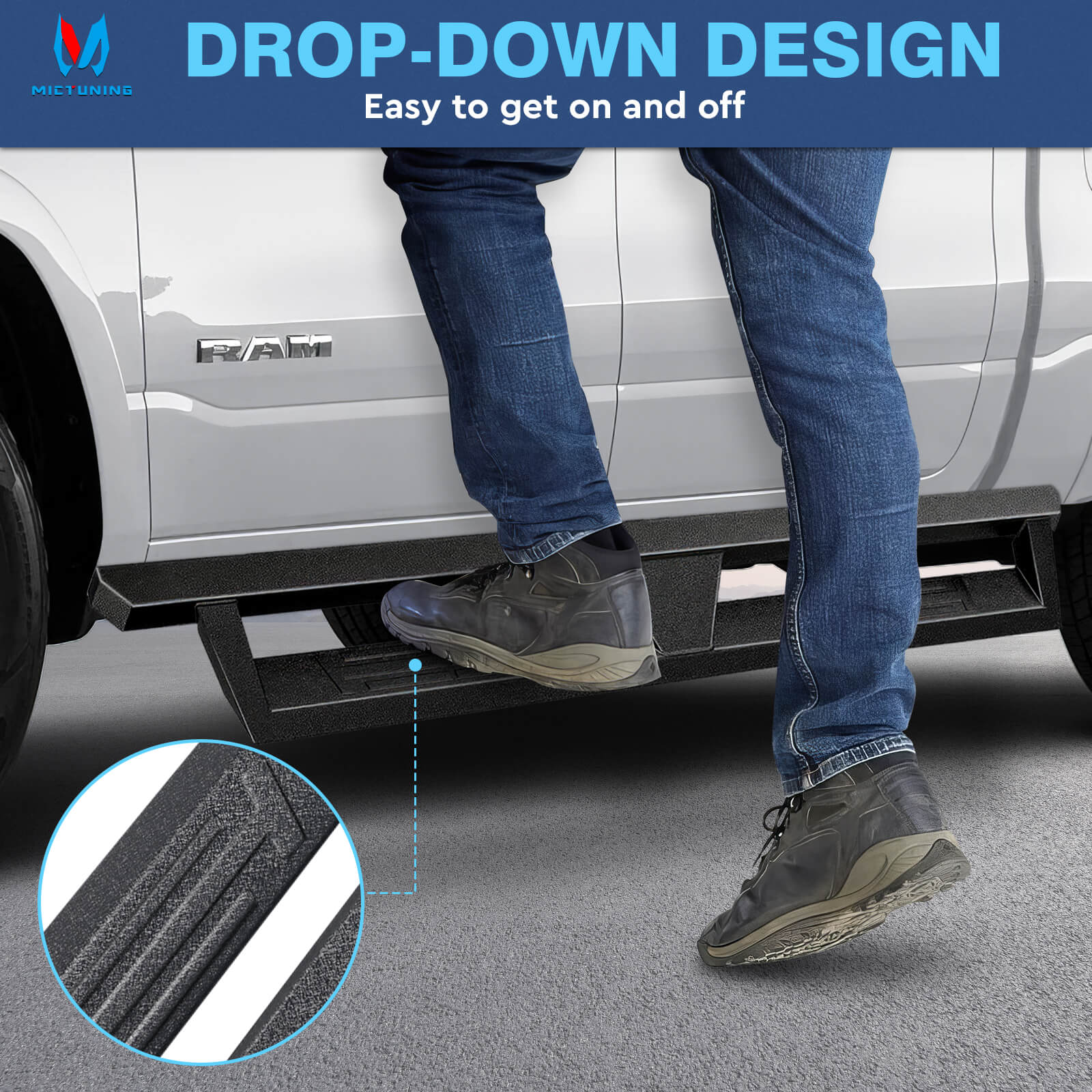 2019-2023 Dodge Ram 1500 Quad Cab/Extended Cab New Body Style Side Running Boards, Heavy-Duty Side Steps (Only Ships to U.S. )