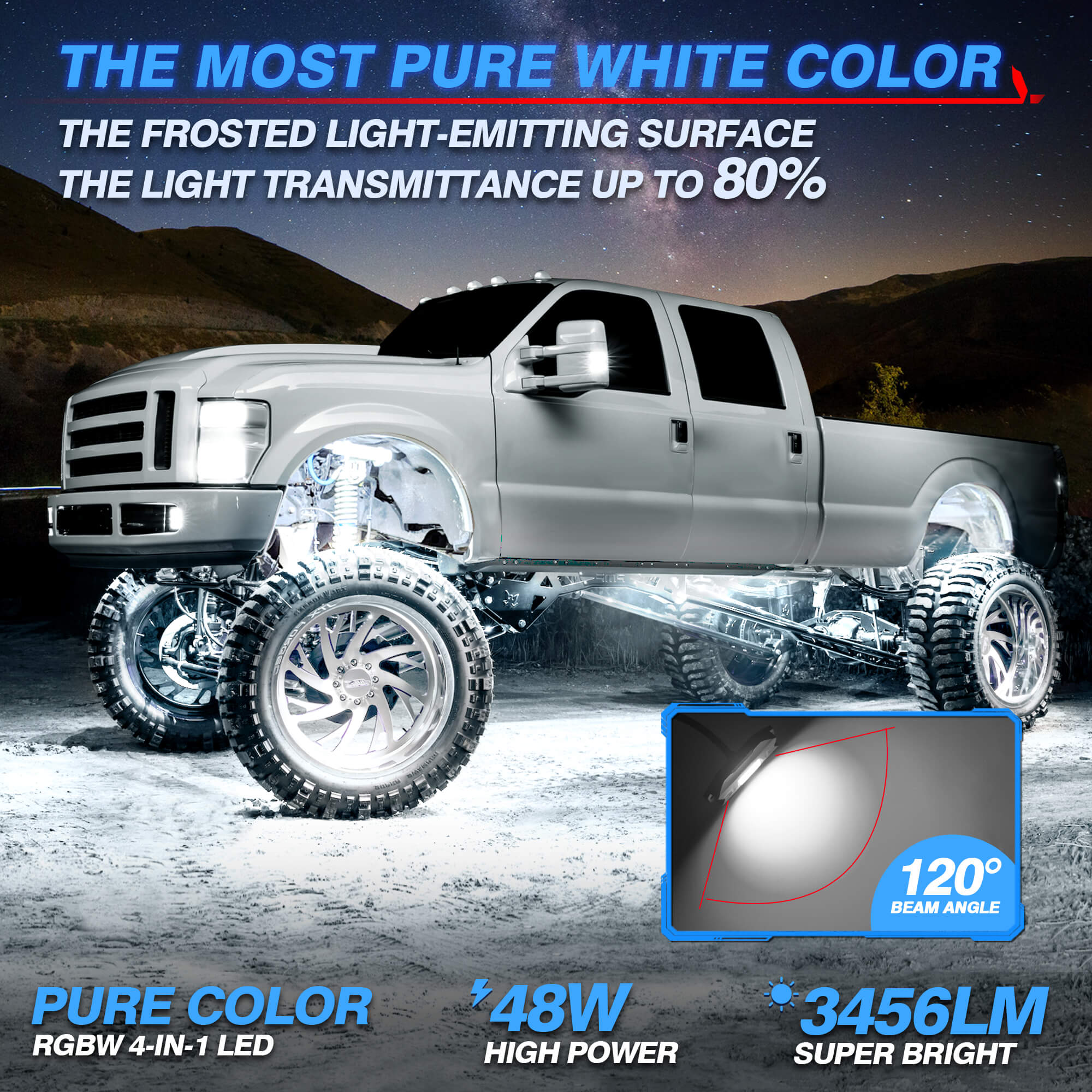 C1 RGBW LED Rock Lights 4-16 Pods Multicolor Underglow Neon Offroad Light Kit