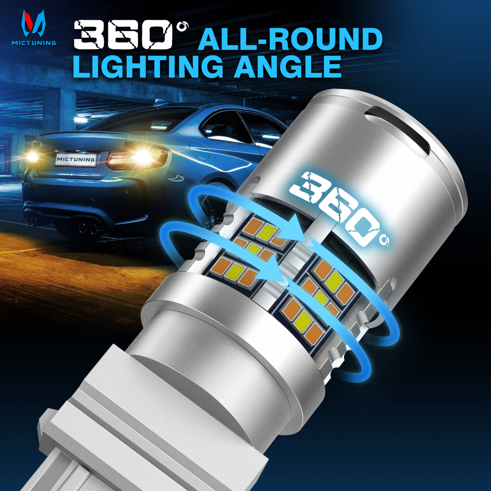 3156 3157 LED Bulbs LED Bulb Dual Color Amber White, 3056 3356 3057 Backup Light Bulbs Canbus Error Free for Reverse Tail DRL Turn Signal Light (Pack of 2)