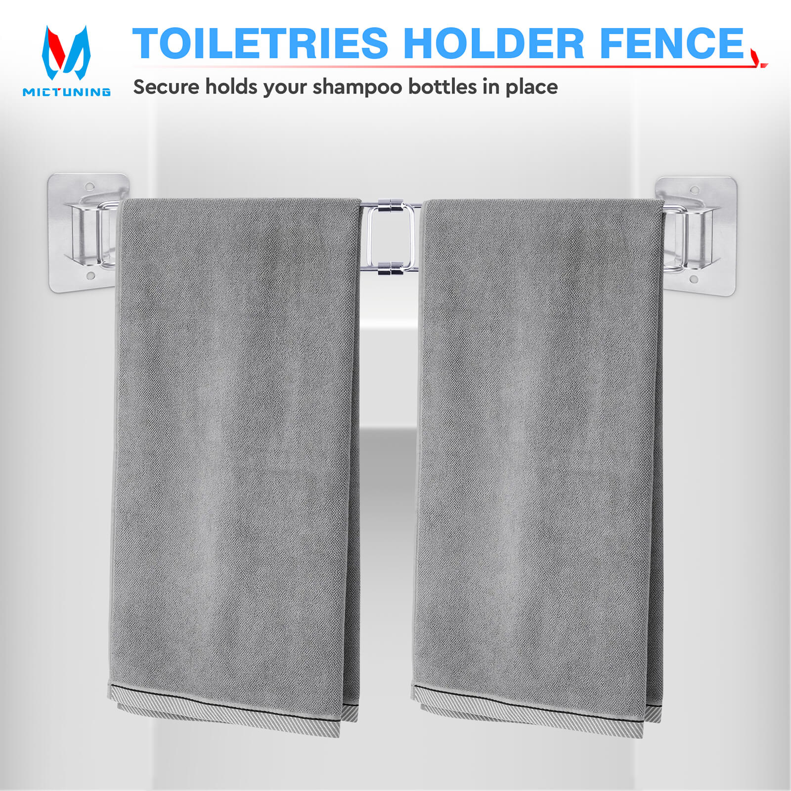 RV Shampoo Bottle Holder Fence Trailer Bathroom Corner Storage Bar, No Drilling or Screw Mount