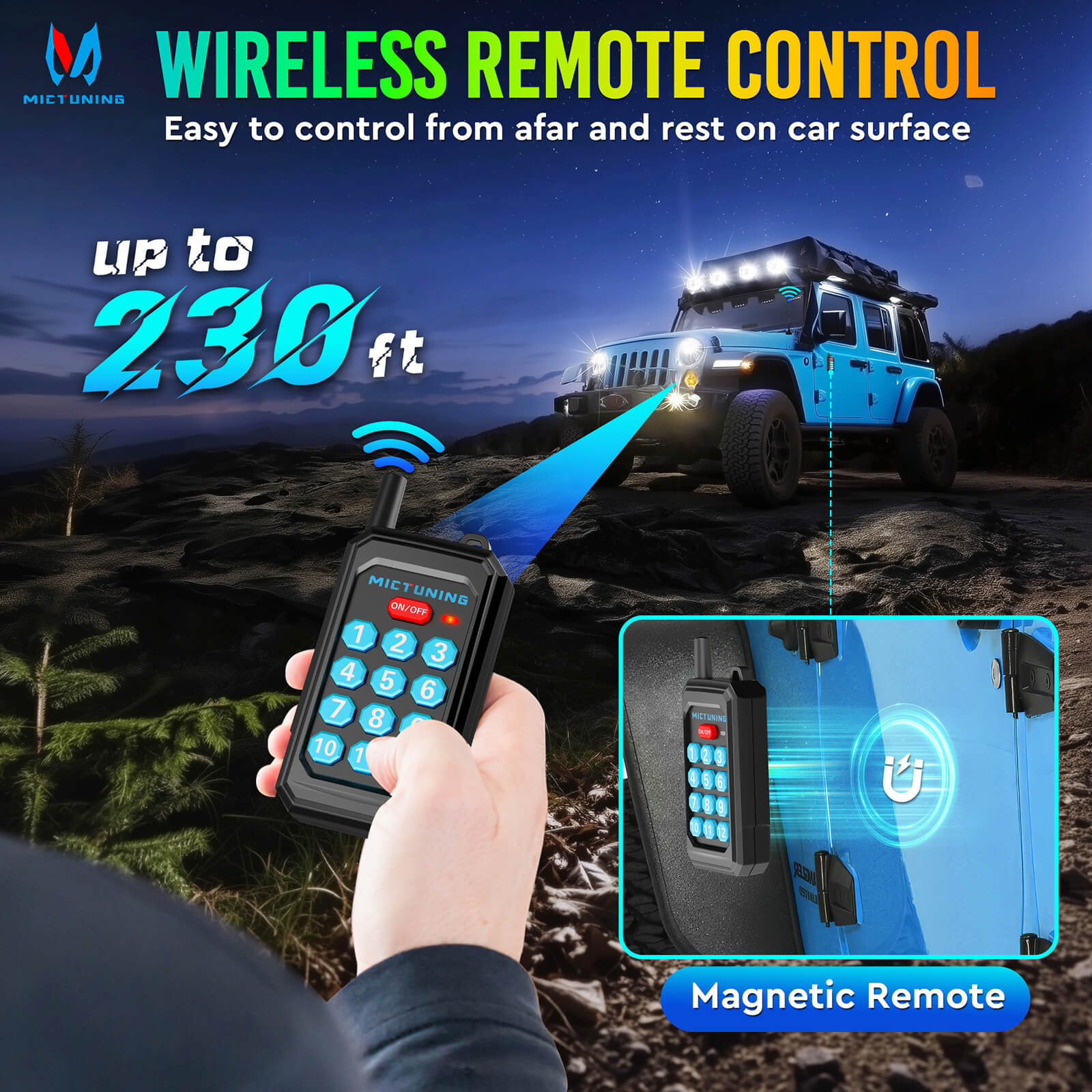 P1s RGB Switch Panel with Remote Control Range Up to 230FT, 6/8/12 Gang, Multifunction Toggle Momentary Strobe Pulsed Switch Pod w/ Silicone Cover