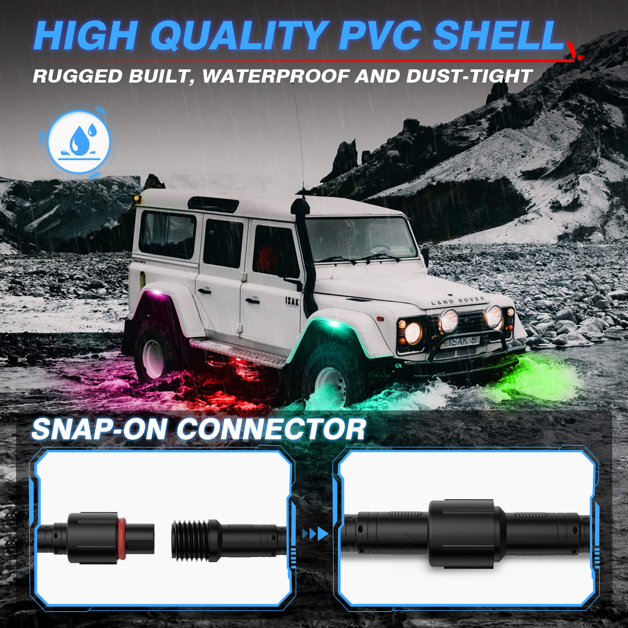 6.56FT 3-Pin Extension Cord Wire Cable for RGB+IC C2, V1, W1 Series Lights, P1B Switch Panel and Mictuning Whip Lights(Except for Whipless Whip Lights)