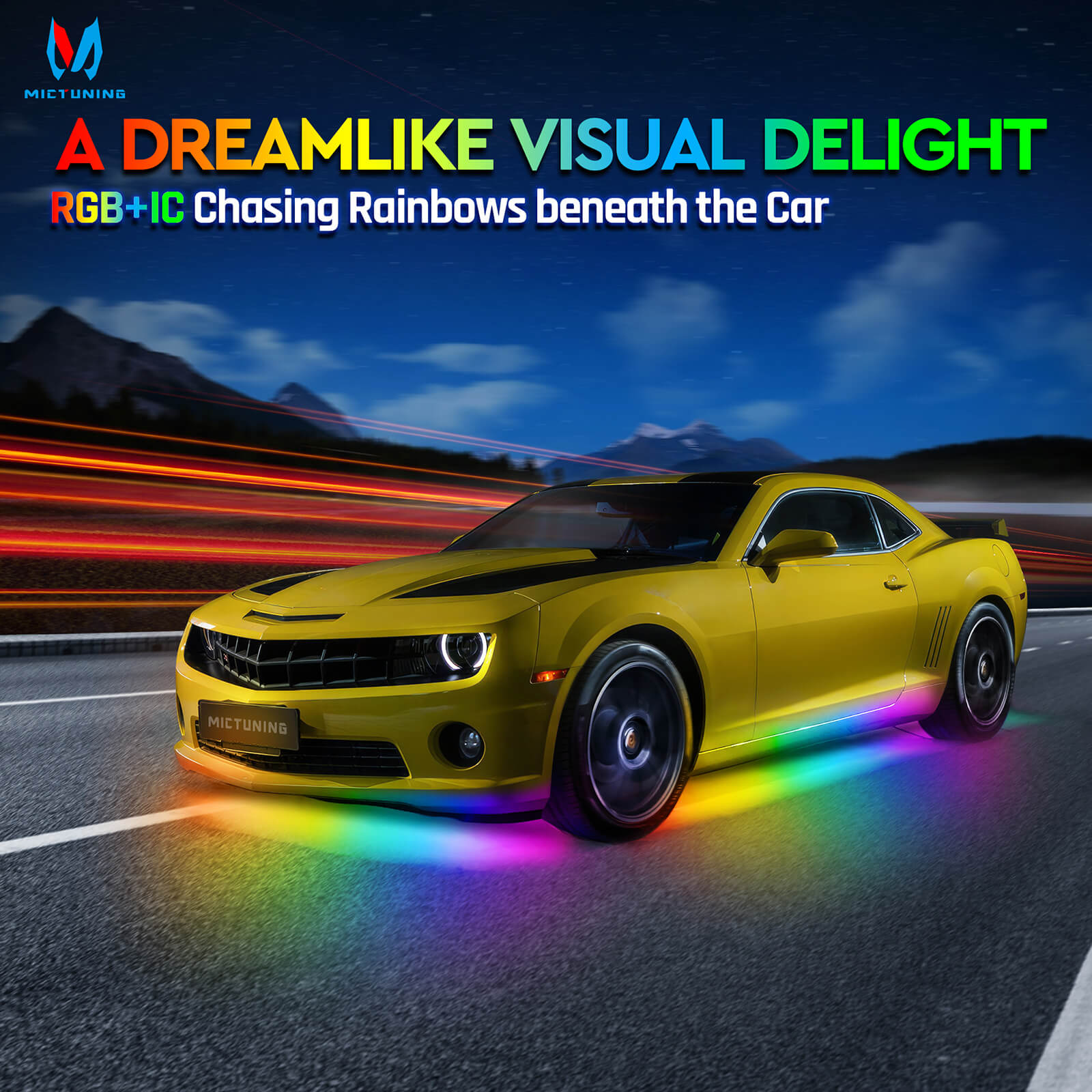 N8 Aluminum LED Car Underglow Light Kit, Exterior Underbody Multicolor Light Strip 8PCS - App+Remote Control（RGBW/RGB+IC）