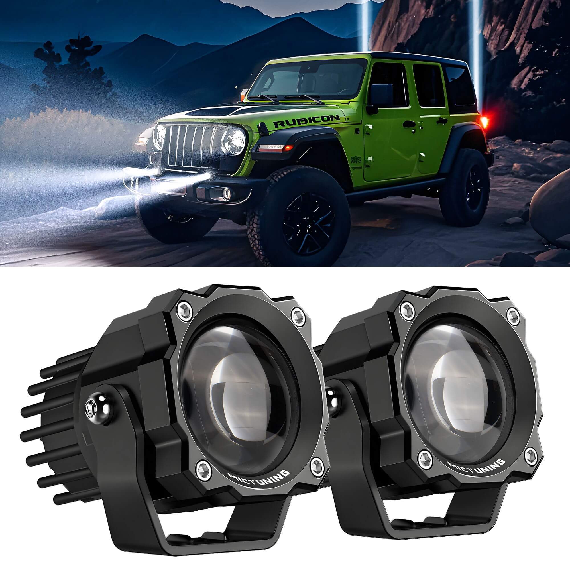3 Inch 72W LED Light Pods Square Off-Road Driving Fog Lamp Spot Flood Beam Automotive Auxiliary Lighting, Pair