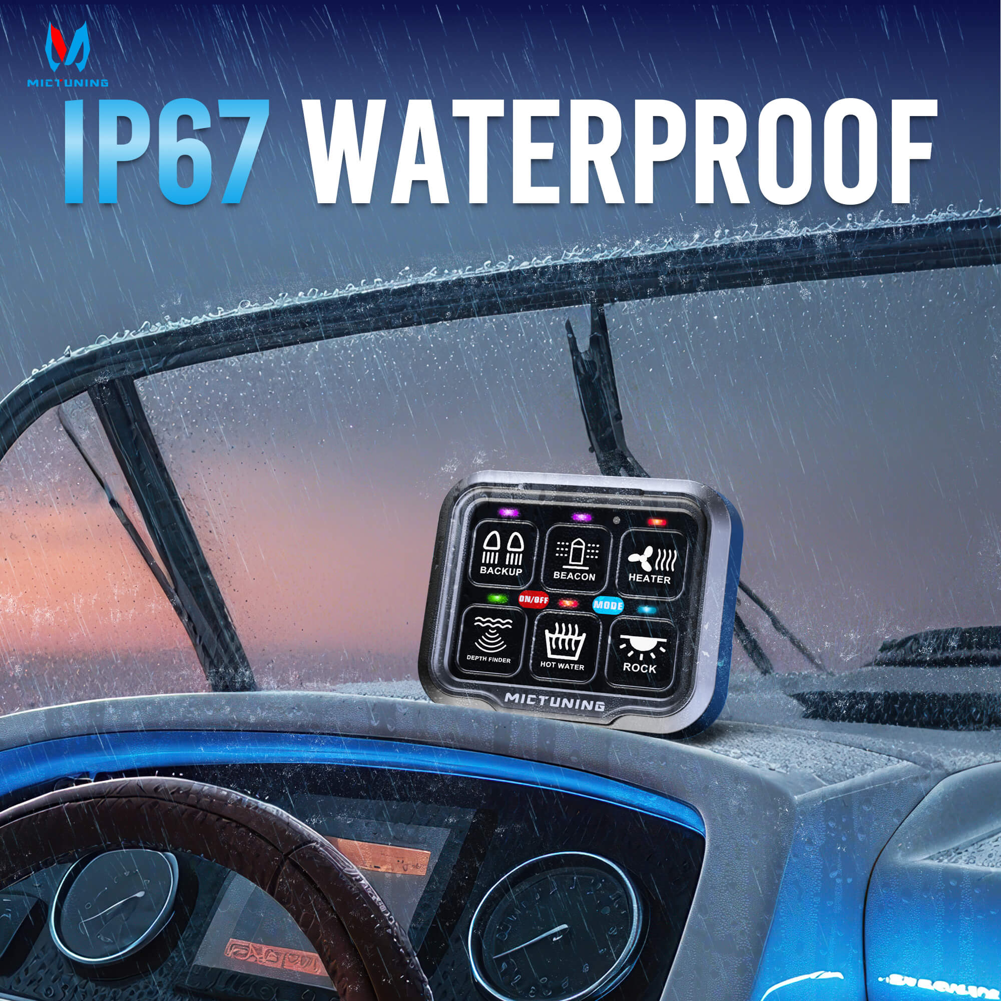 P8-Ultra IP67 Waterproof RGB Switch Panel 6/8 Gang, Larger & Tactile Switches Multifunction Switch Box