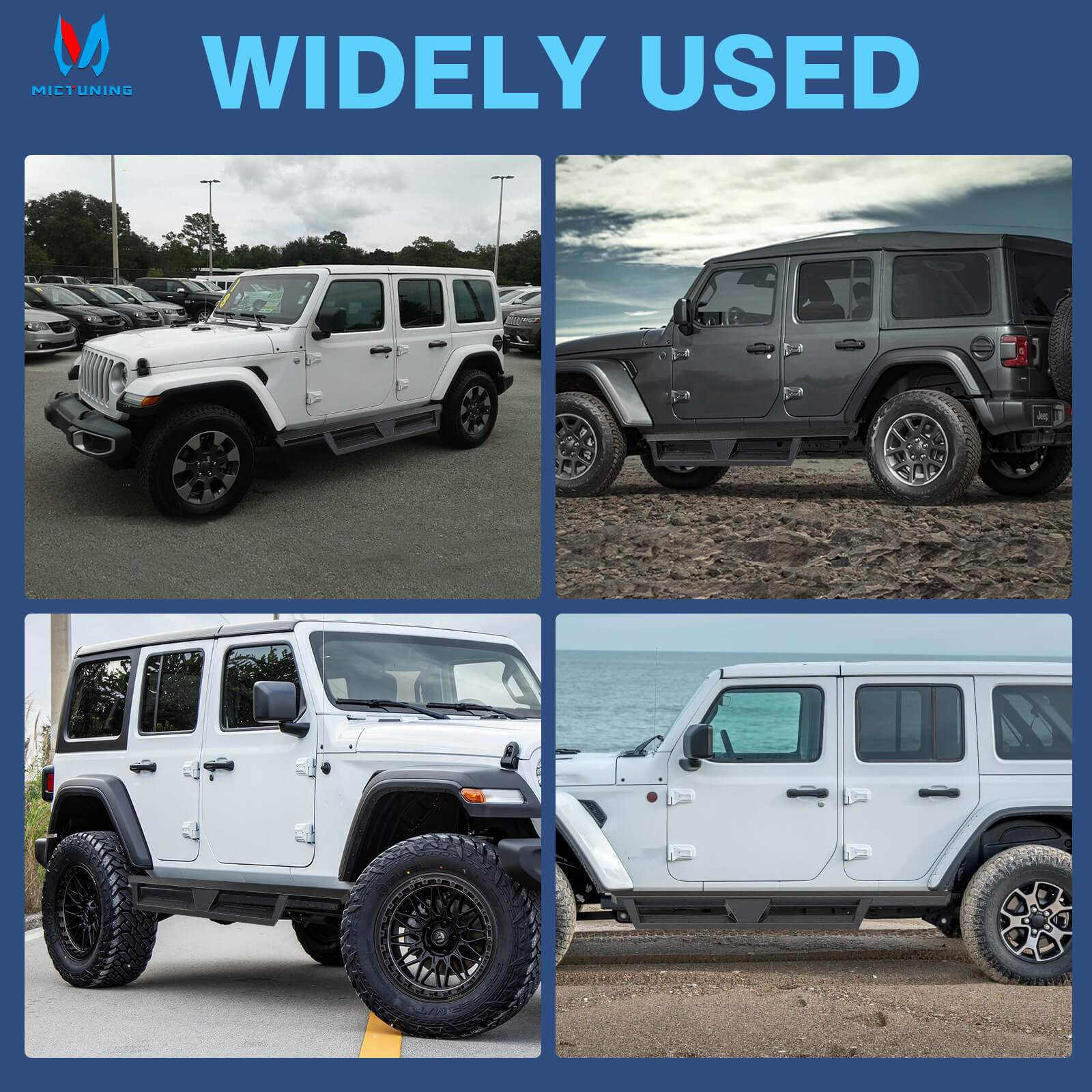 2018-2023 Jeep Wrangler JL Unlimited 4 Door Side Running Boards, Heavy-Duty Side Steps (Only Ships to U.S. )