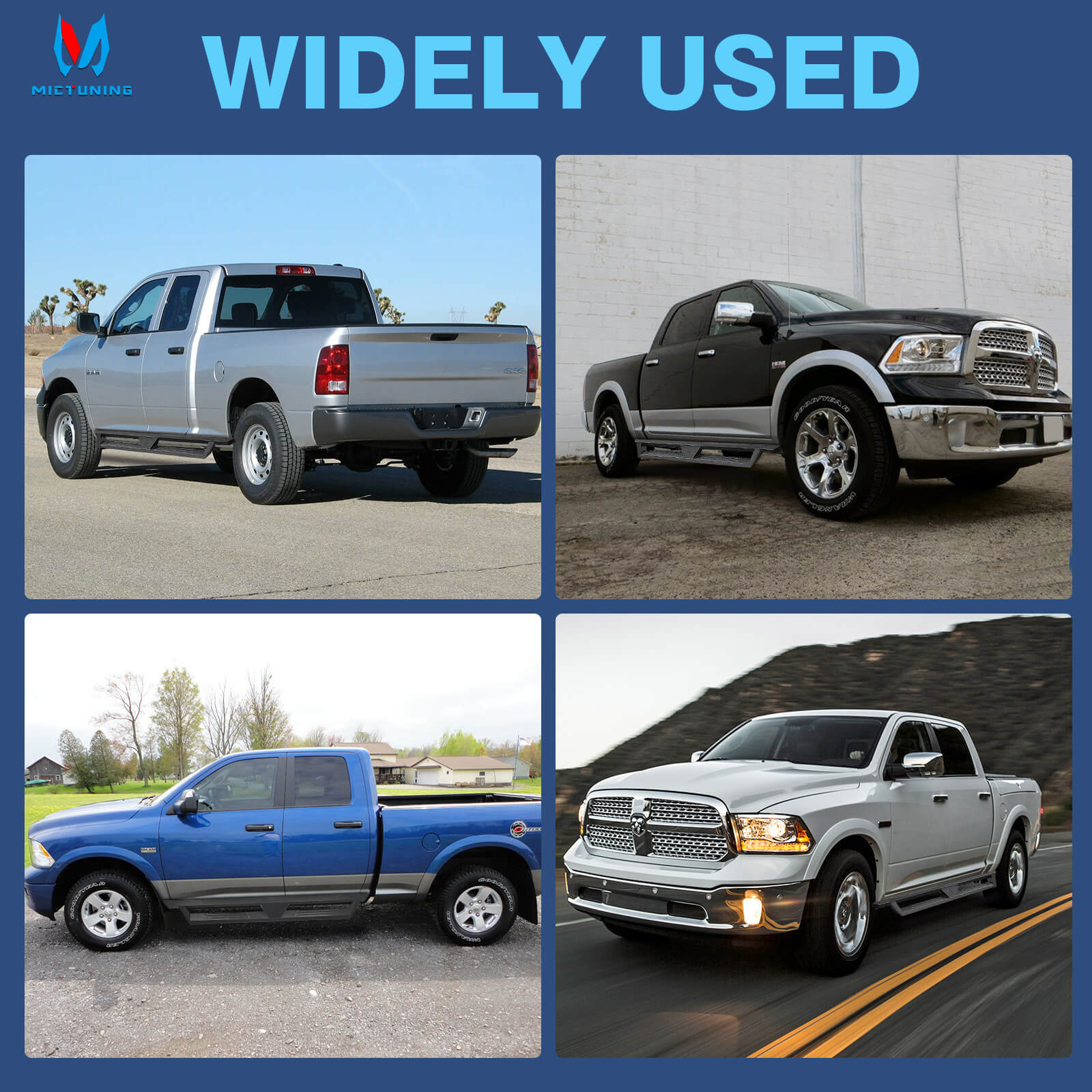 2019-2023 Dodge Ram 1500 Quad Cab/Extended Cab New Body Style Side Running Boards, Heavy-Duty Side Steps (Only Ships to U.S. )