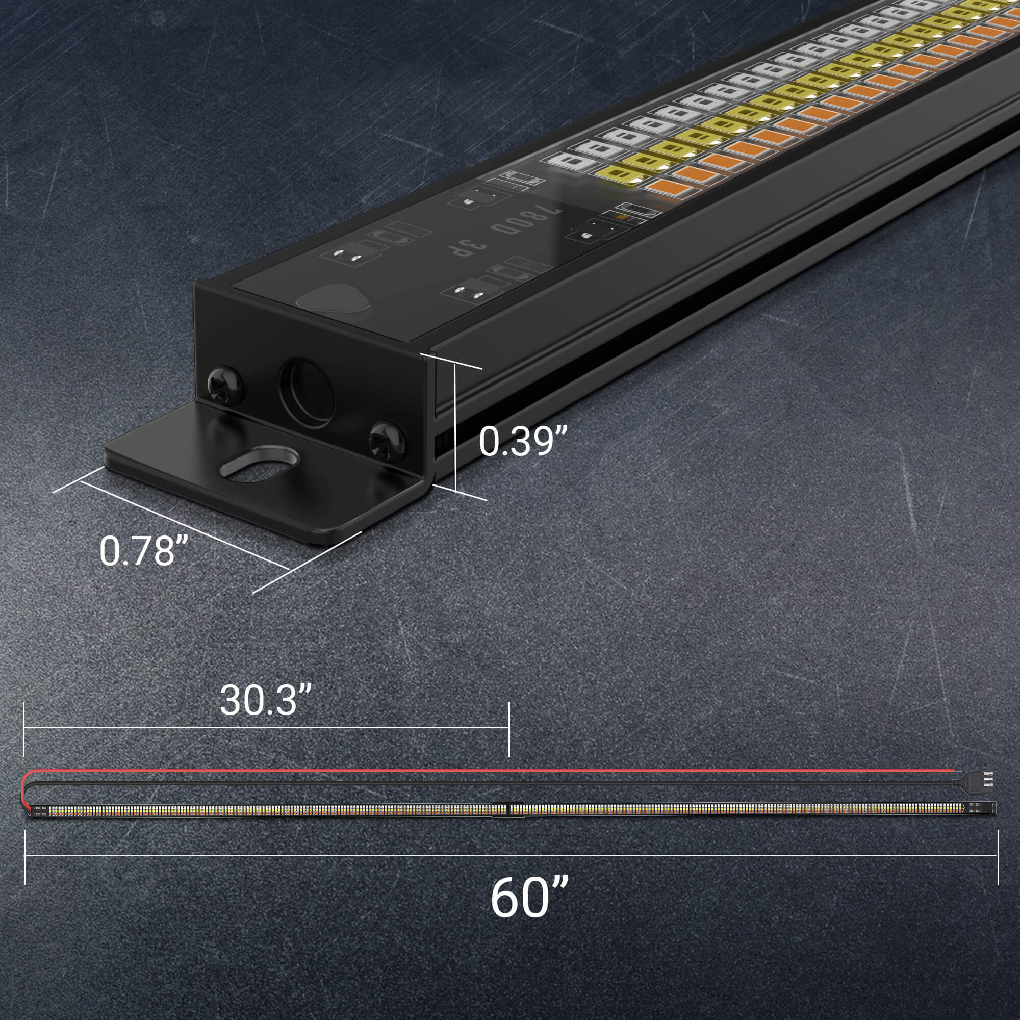60" Foldable Tailgate Light Bar 3 Rows Light Strip,  LED Sequential Turn Signal Brake Running Reverse, No Drilling