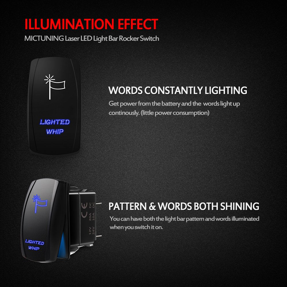 3FT/4FT W1 LED Whip Lights with Flag 2pcs/10pcs - Spiral Bendable RGB Chasing Color Antenna Whips - Bluetooth App Control