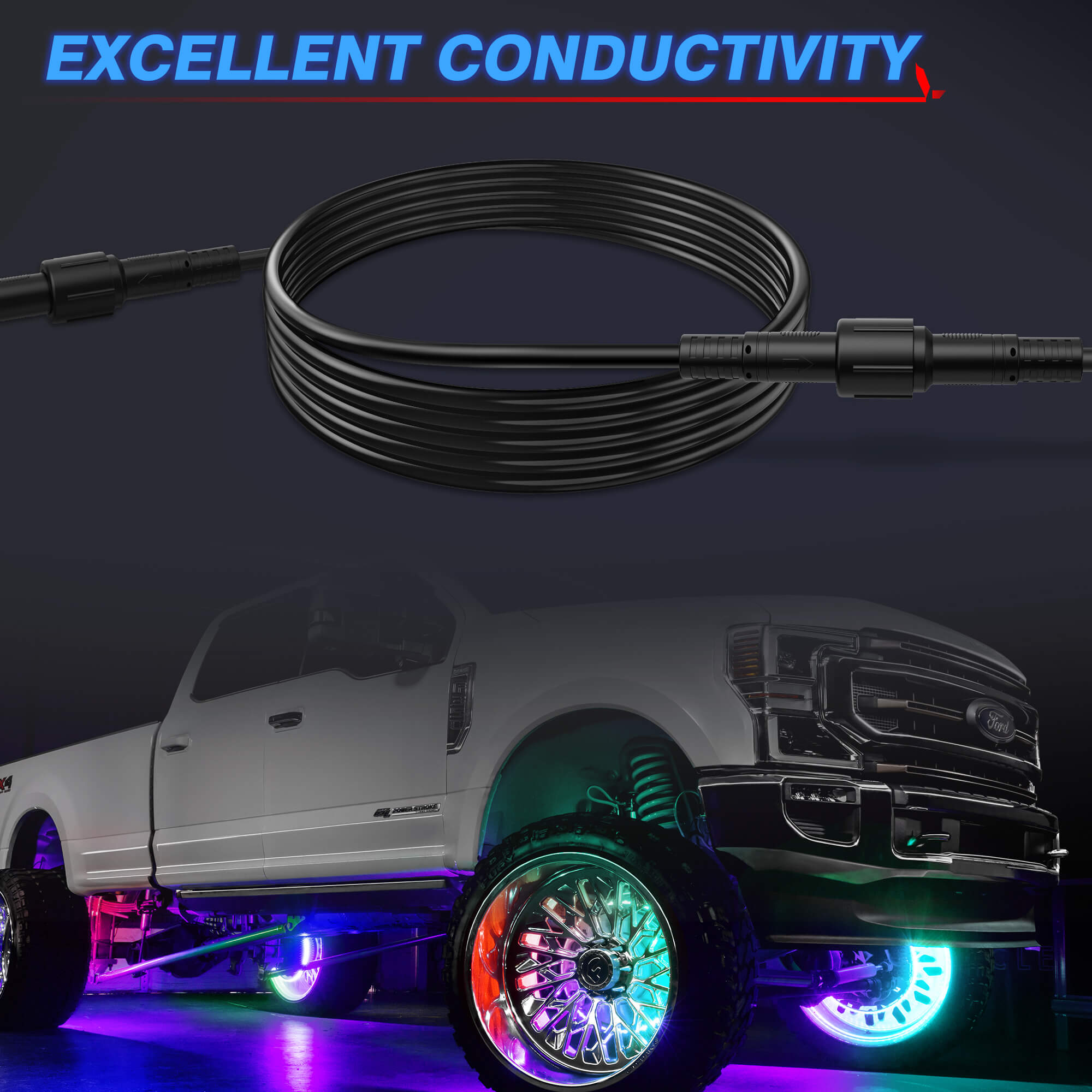 6.56FT 3-Pin Extension Cord Wire Cable for RGB+IC C2, V1, W1 Series Lights, P1B Switch Panel and Mictuning Whip Lights(Except for Whipless Whip Lights)