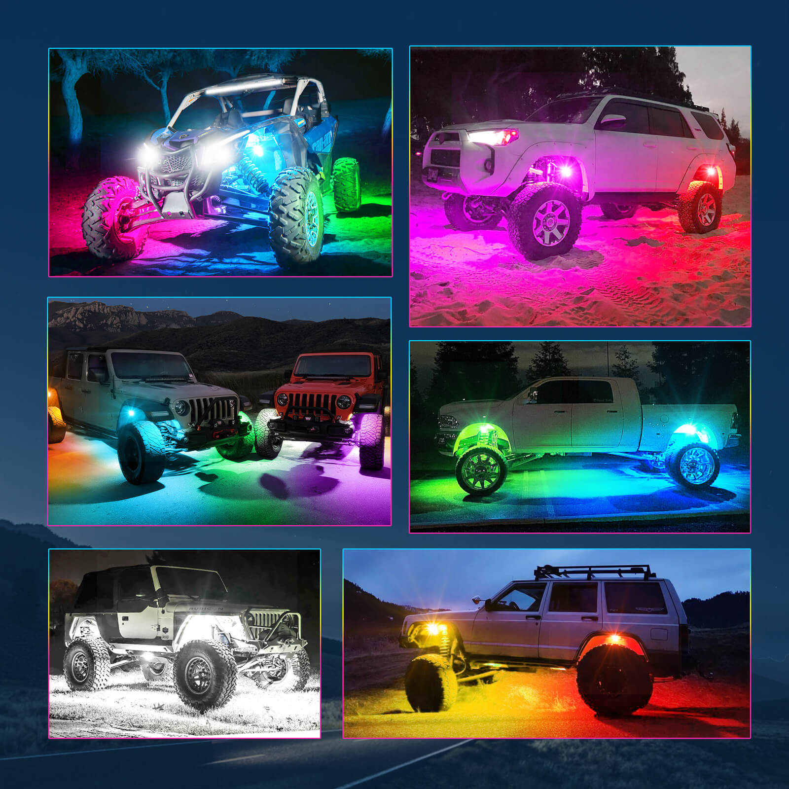 P1s Switch Panel with Wireless Remote Control Bundle with Q1 Max RGB+IC Rock Lights Kit 24LEDs/Pod Super Bright, 8-24 Pods