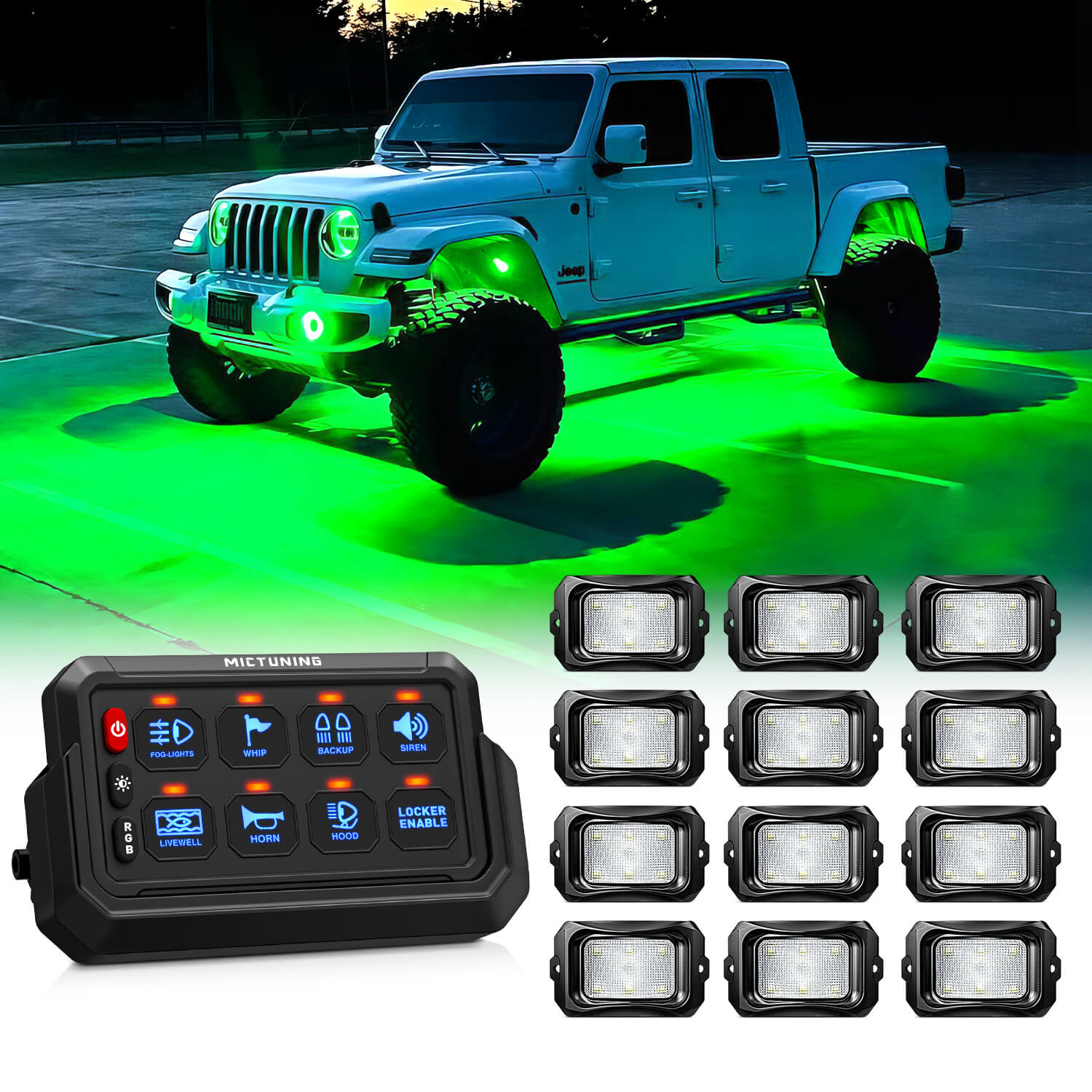 P1s-AC Wireless RGB Switch Panel Bundle with C2 RGBW LED Rock Lights Kit