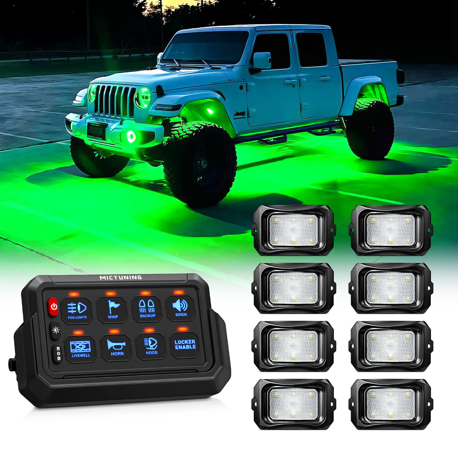 P1s-AC Wireless RGB Switch Panel Bundle with C2 RGBW LED Rock Lights Kit
