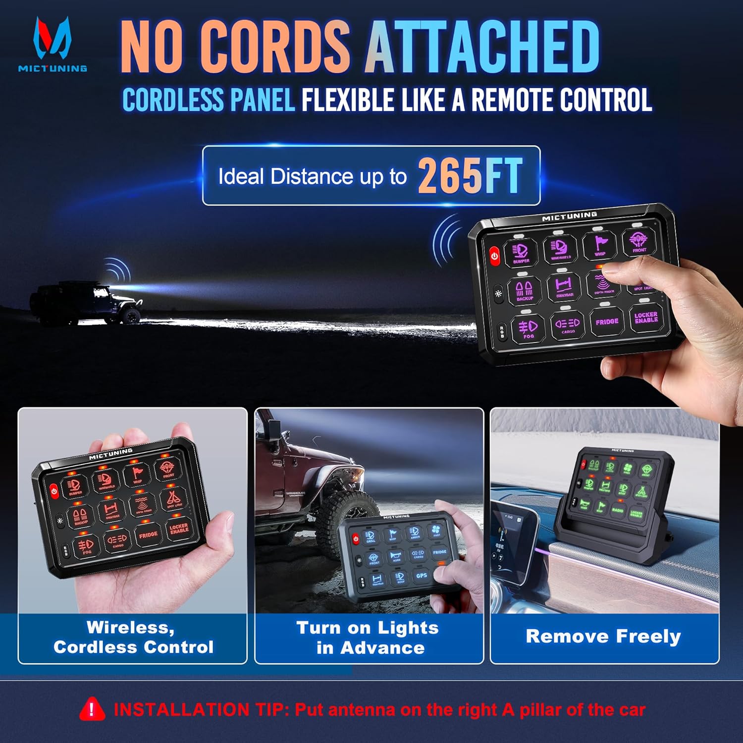 MICTUNING P1s Wireless Switch Panel | App Control Switch Panel | P1Y Switch Panel | P8-Ultra Switch Panel