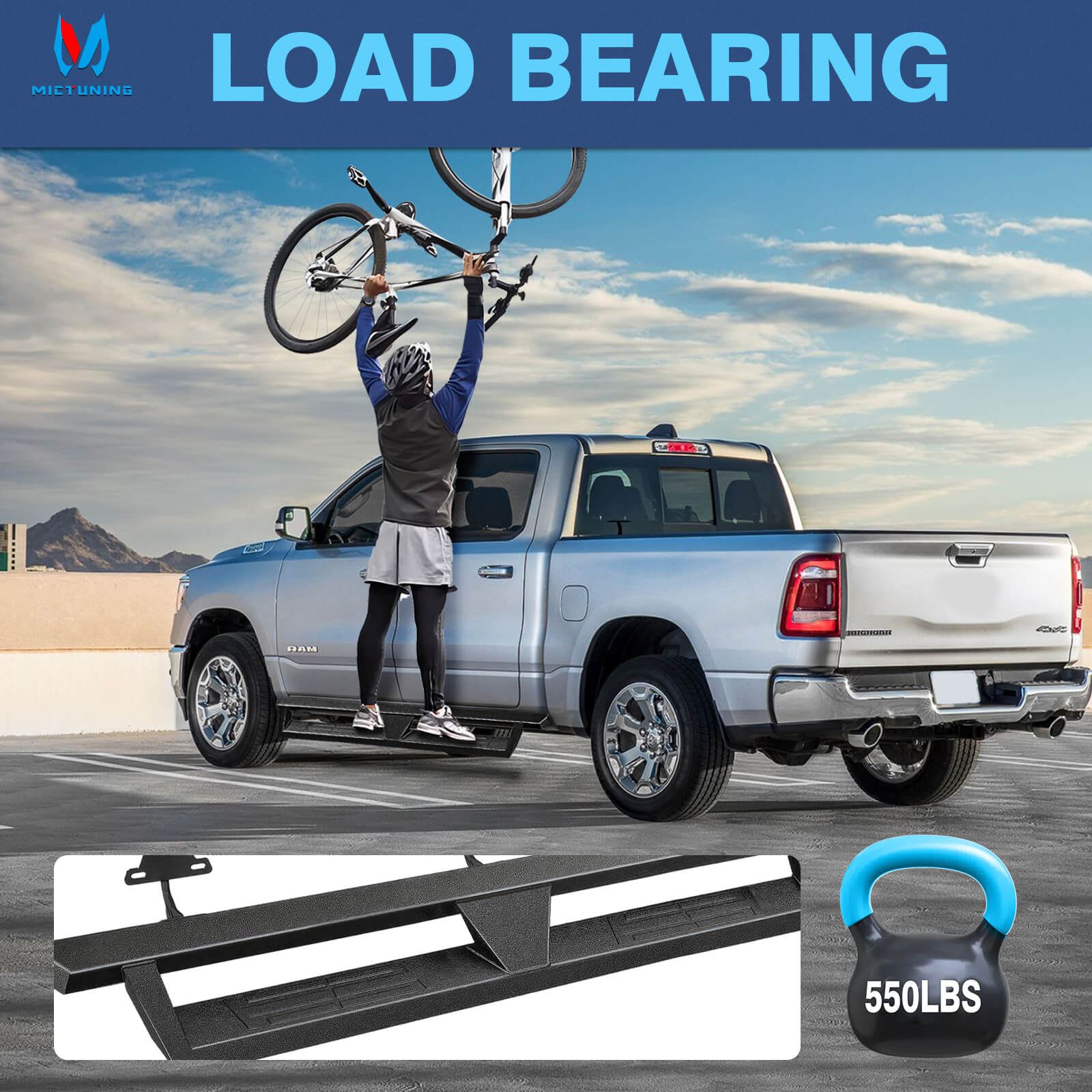 2019-2023 Dodge Ram 1500 Quad Cab/Extended Cab New Body Style Side Running Boards, Heavy-Duty Side Steps (Only Ships to U.S. )
