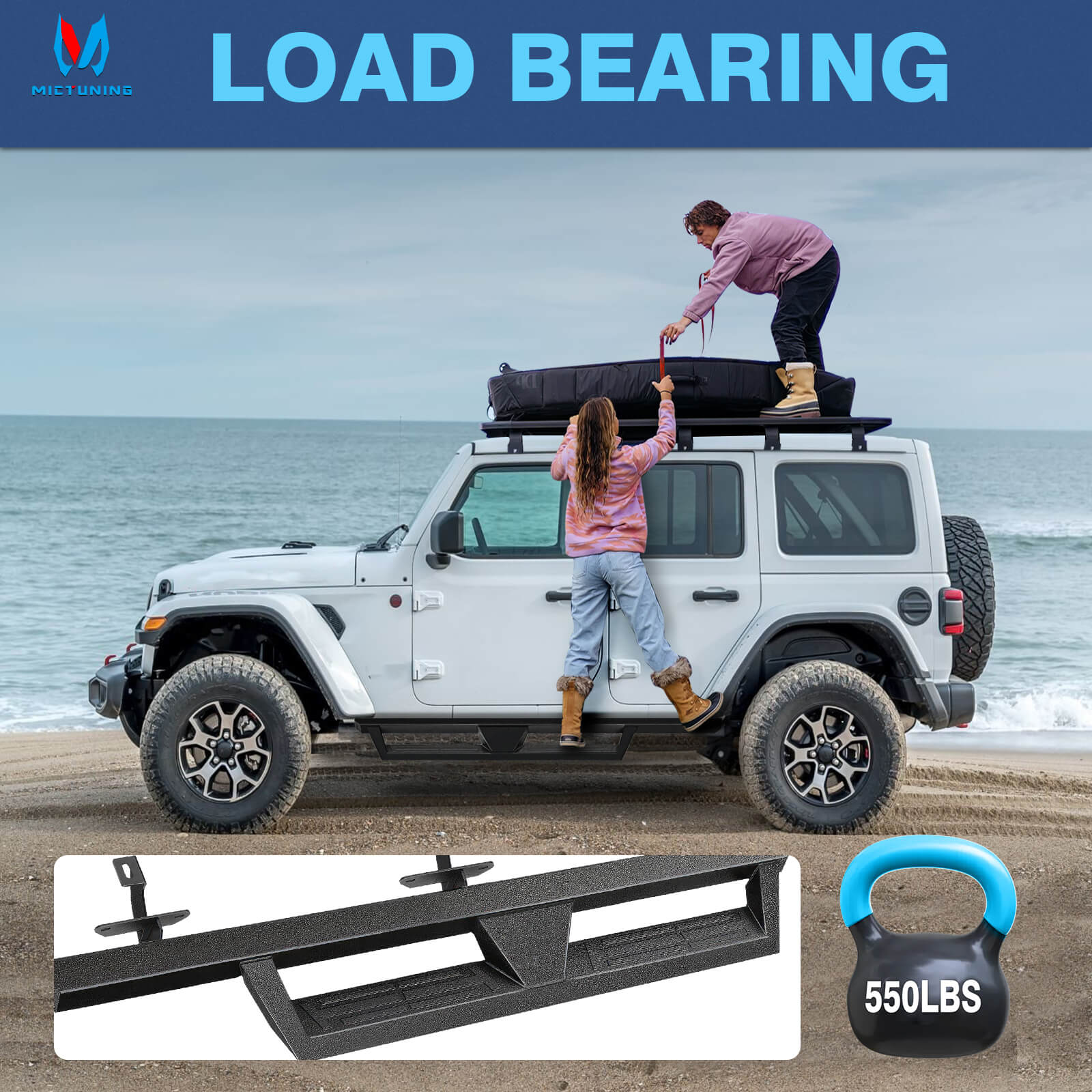 2018-2023 Jeep Wrangler JL Unlimited 4 Door Side Running Boards, Heavy-Duty Side Steps (Only Ships to U.S. )