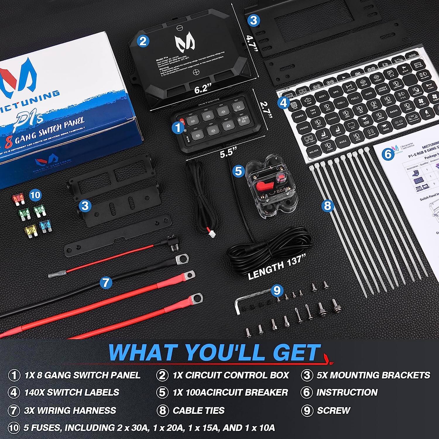 P1s RGB Switch Panel bundle with C3 RGBW LED Rock Lights