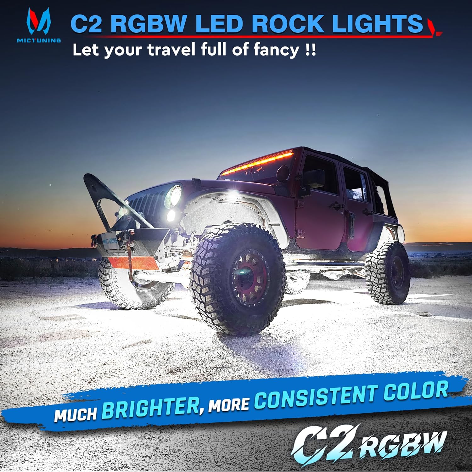 C2 Curved RGBW LED Rock Lights - 4-16 Pods Multicolor Neon LED Light Kit