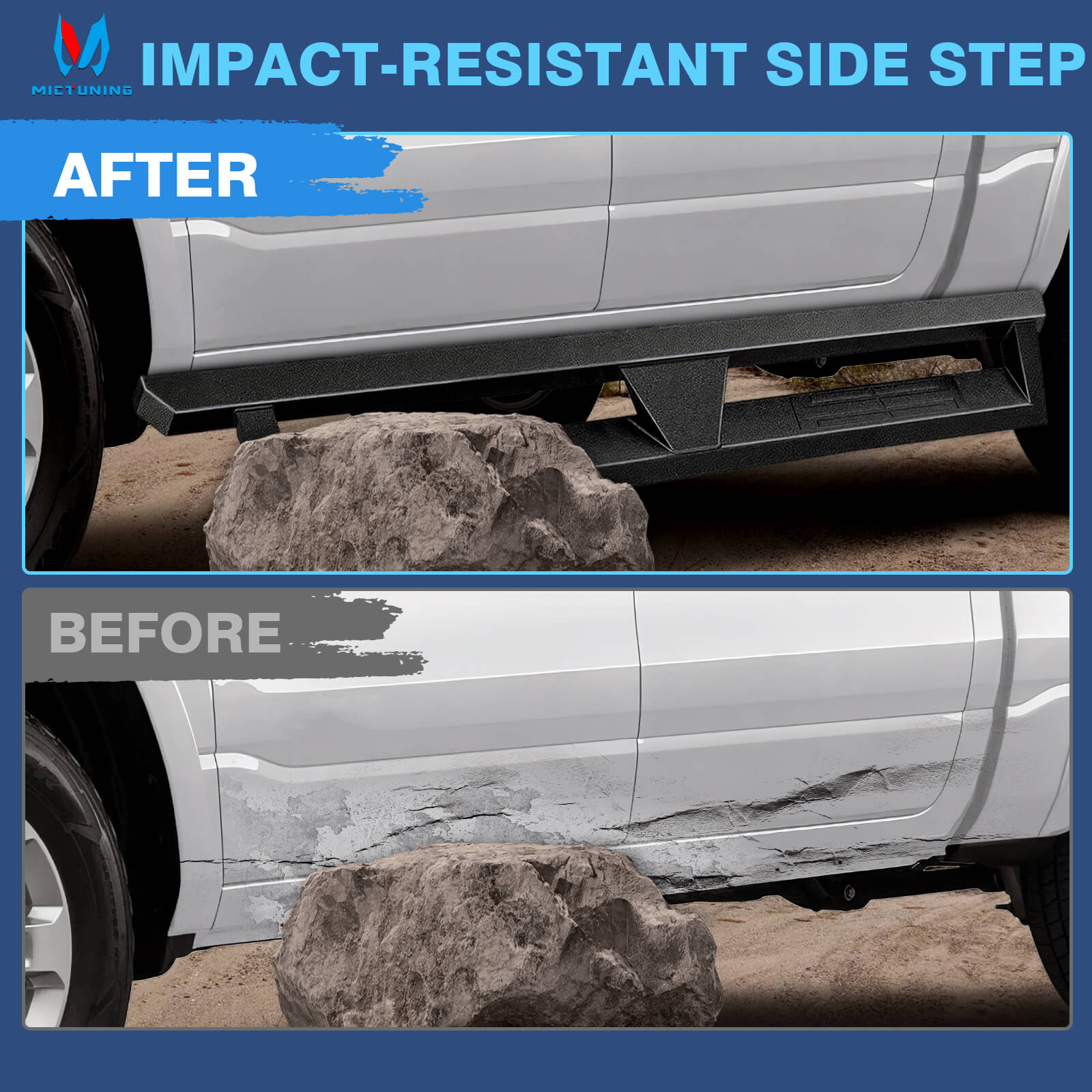 2019-2023 Dodge Ram 1500 Quad Cab/Extended Cab New Body Style Side Running Boards, Heavy-Duty Side Steps (Only Ships to U.S. )