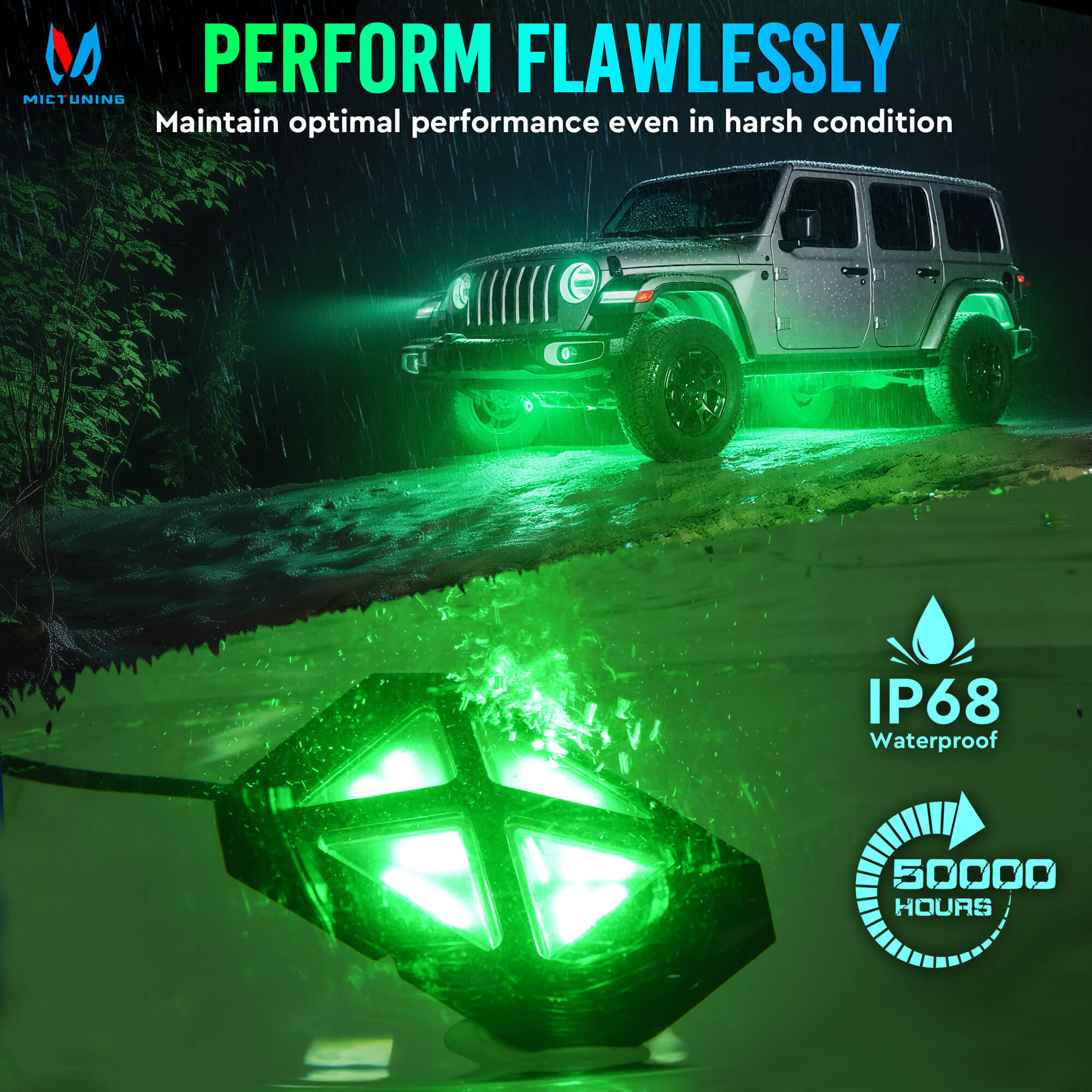 2025 Newest C4 360° Ultra-bright 4-Sided Wide Angle RGBW LED Rock Lights, Microphone Sync with APP Control, 8-16 Pods
