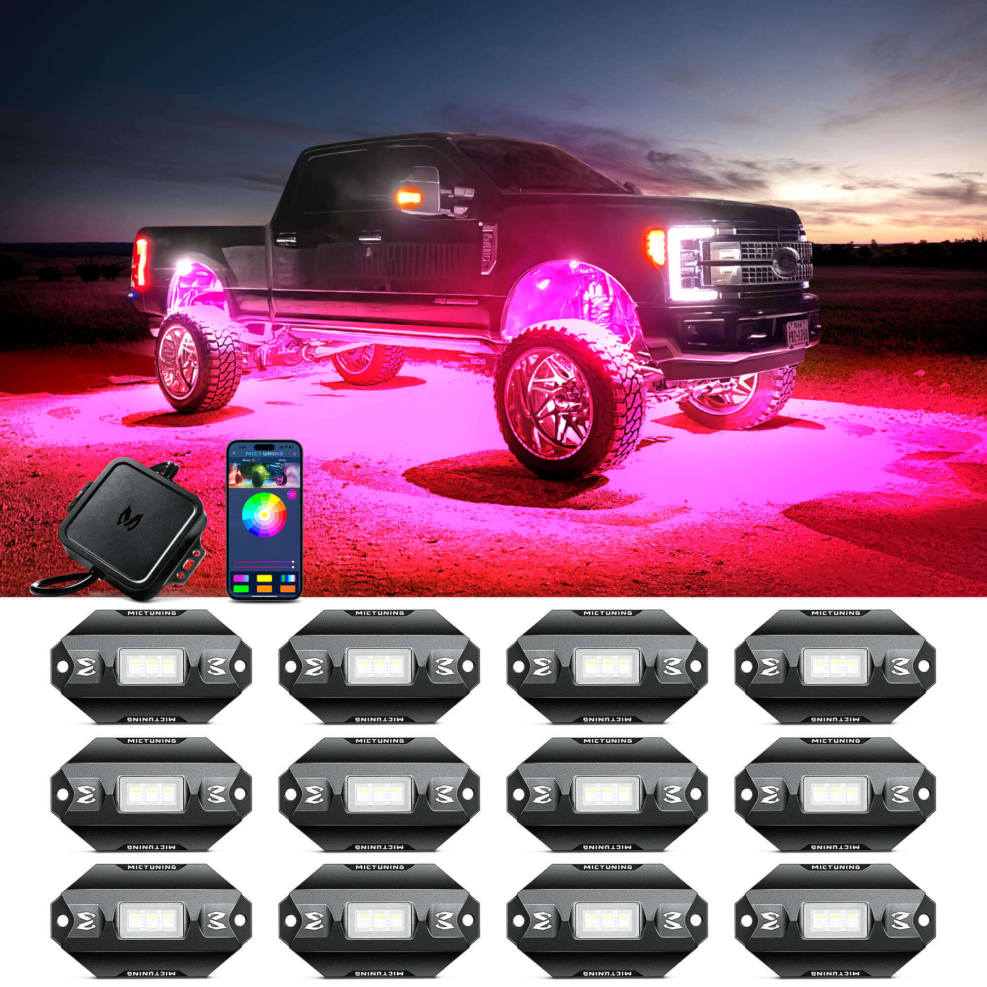 C1 RGBW LED Rock Lights 4-16 Pods Multicolor Underglow Neon Offroad Light Kit