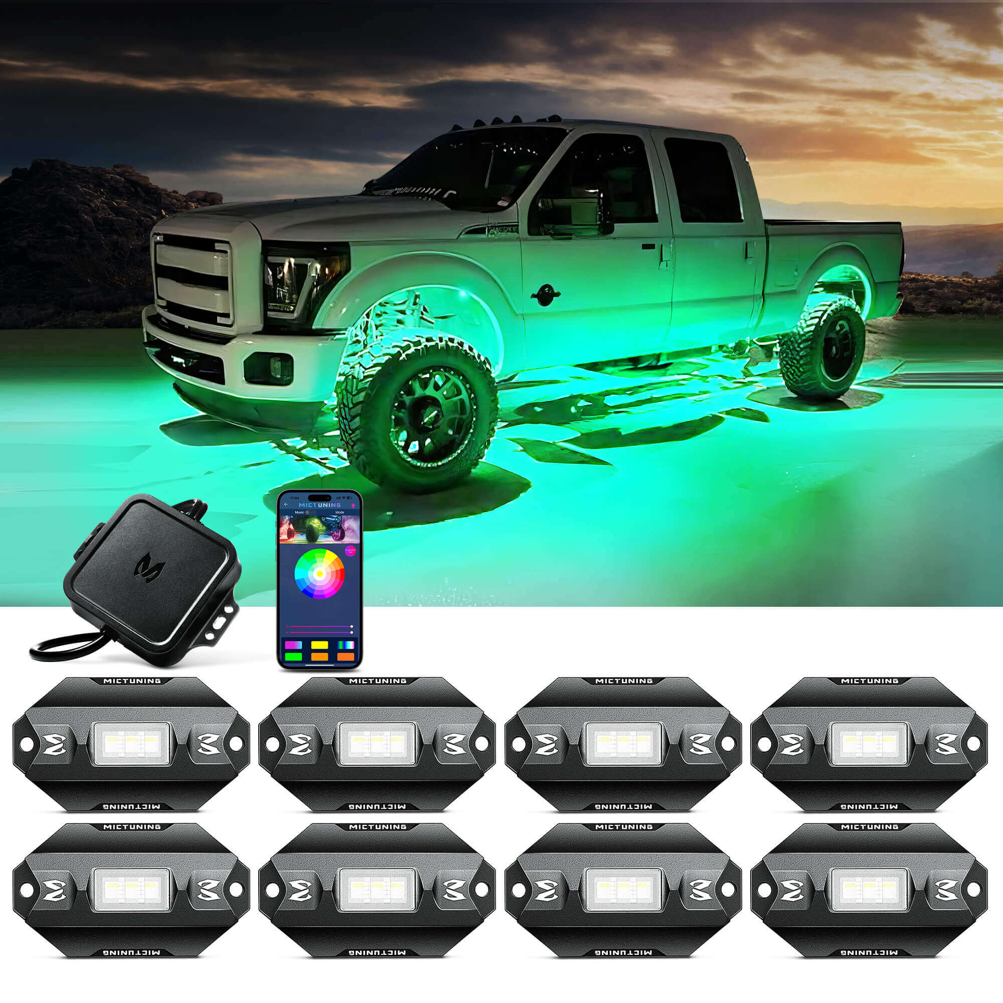 C1 RGBW LED Rock Lights 4-16 Pods Multicolor Underglow Neon Offroad Light Kit