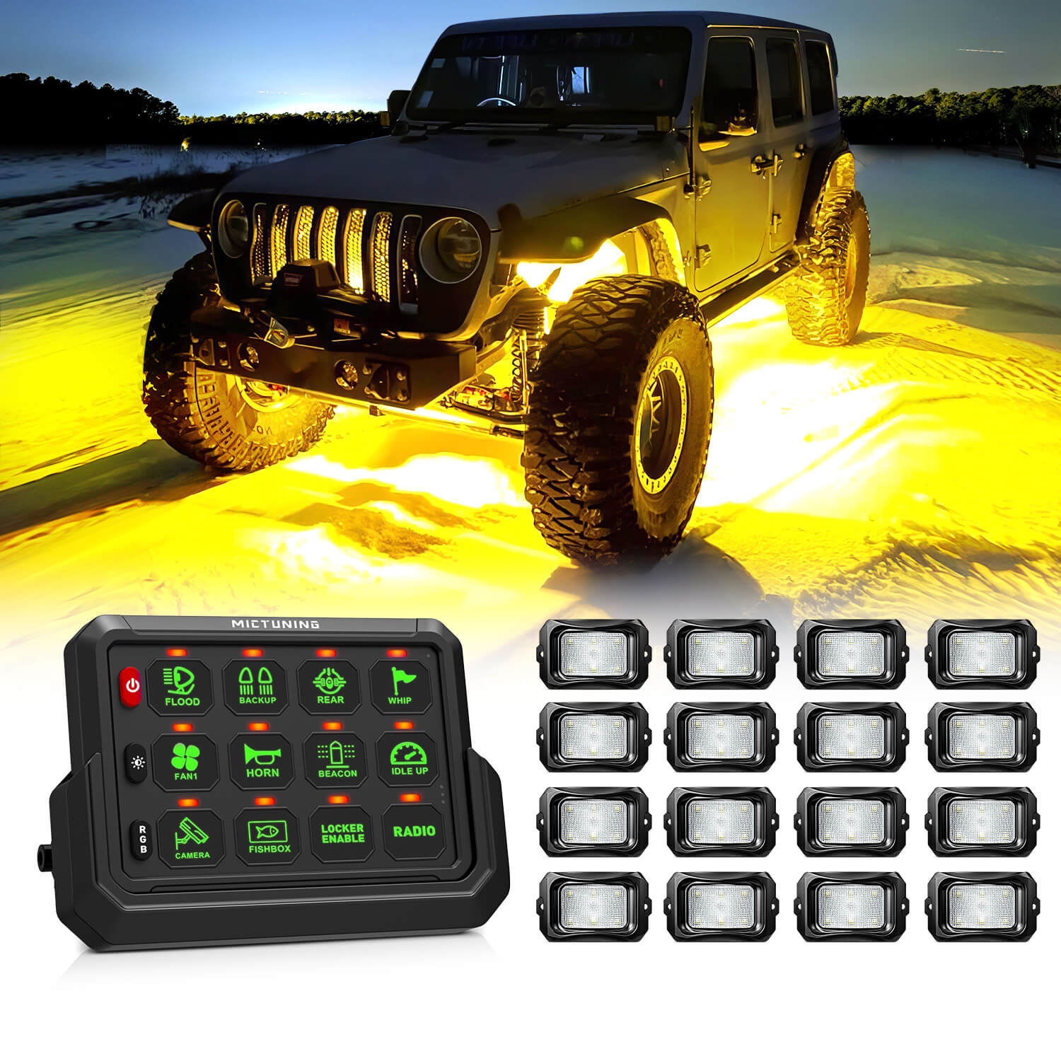 P1s-AC Wireless RGB Switch Panel Bundle with C2 RGBW LED Rock Lights Kit