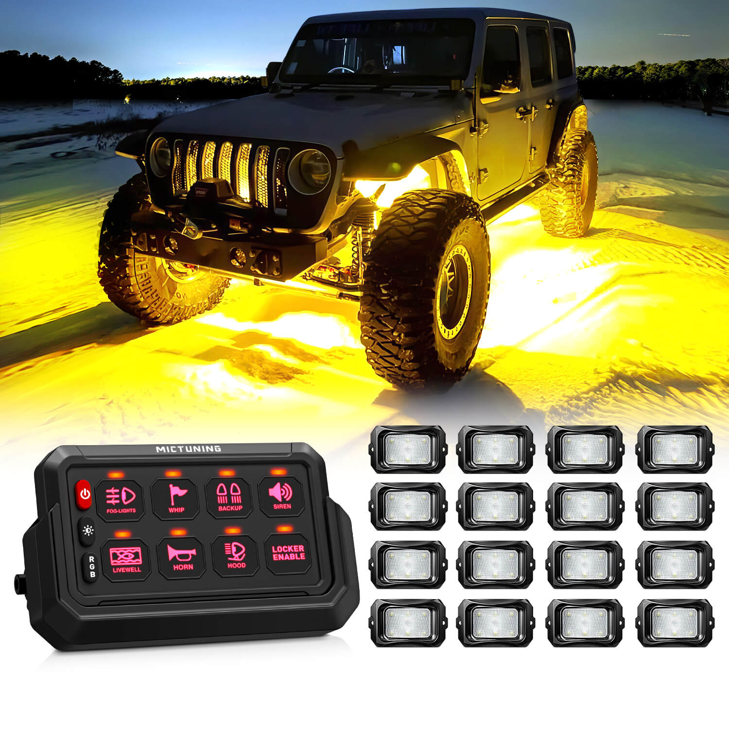 P1s-AC Wireless RGB Switch Panel Bundle with C2 RGBW LED Rock Lights Kit