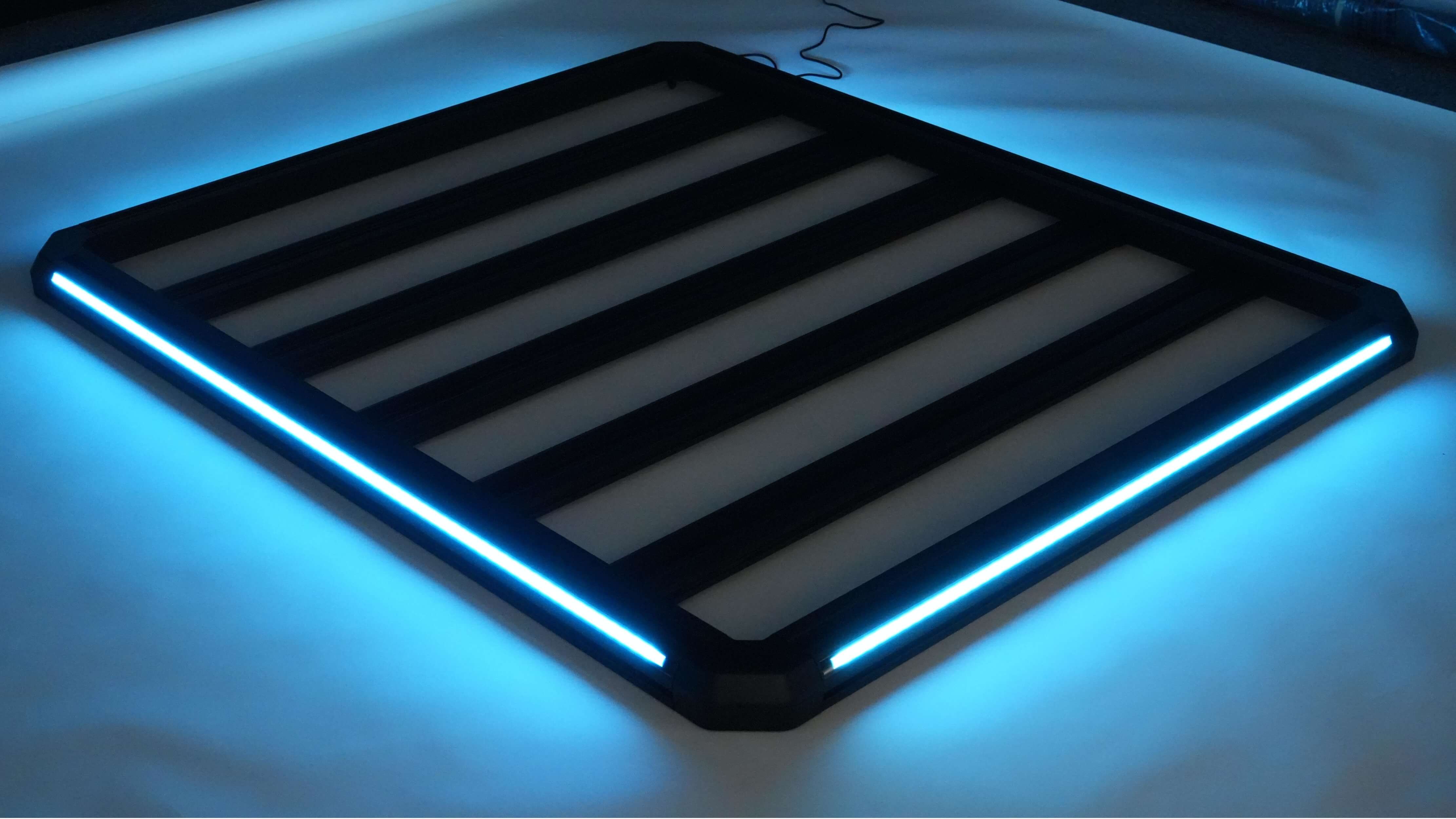 Newest LED Roof Rack Cargo Platform w/ built-in RGB+IC Light Strips, RGB Chasing Lights Frame, Aluminum, 55.1" x 47.2", Fits Most 2-Bar SUVs (Only Ships to U.S. )