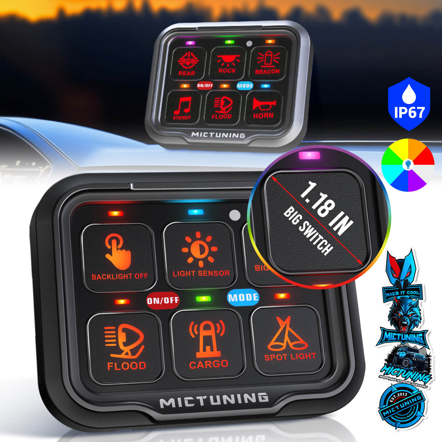 P8-Ultra IP67 Waterproof RGB Switch Panel 6/8 Gang, Larger & Tactile Switches Multifunction Switch Box