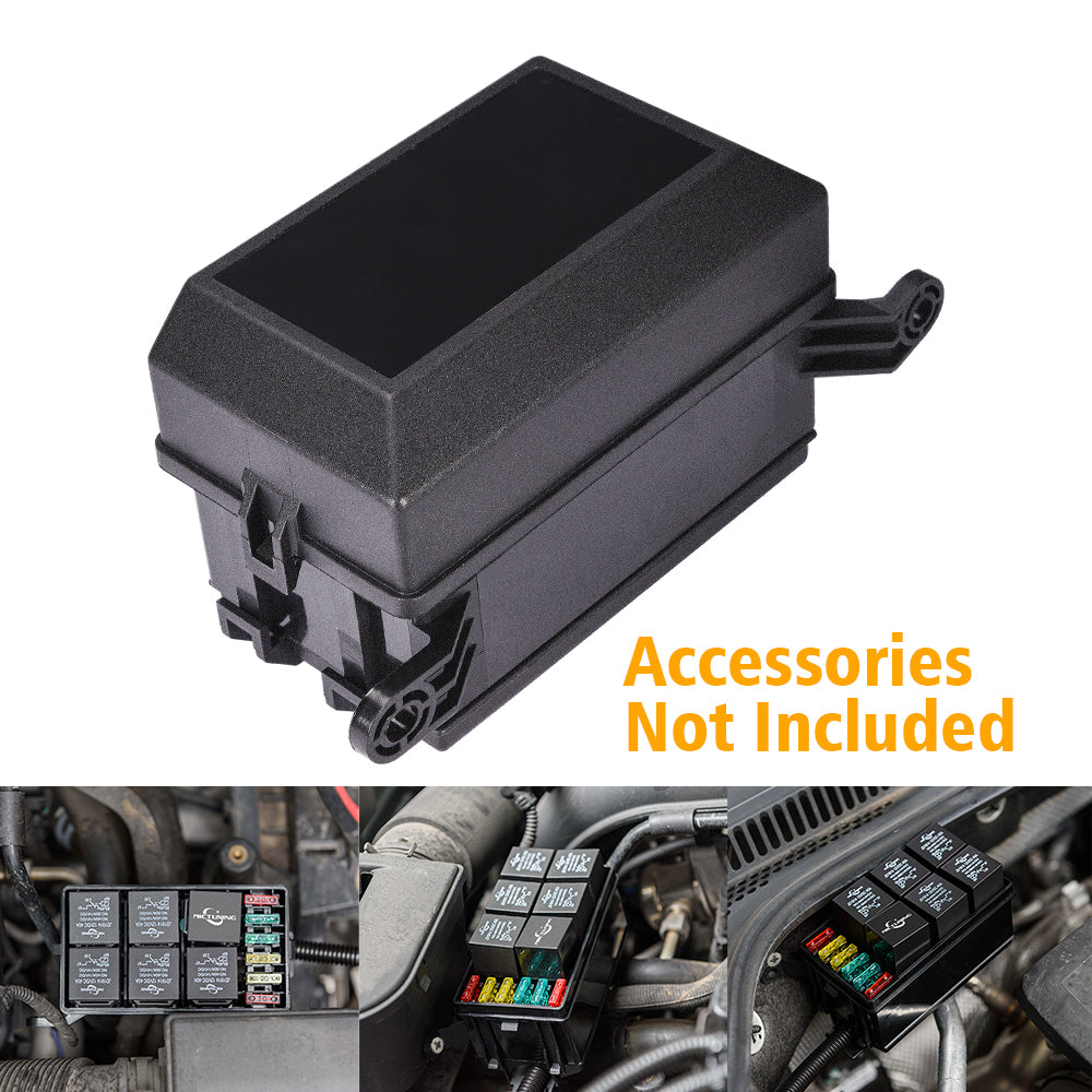 12-Slot Relay Box 6 Relays & 6 ATC/ATO Fuses Holder Block with 41pcs Metallic Pins for Automotive and Marine Engine Bay