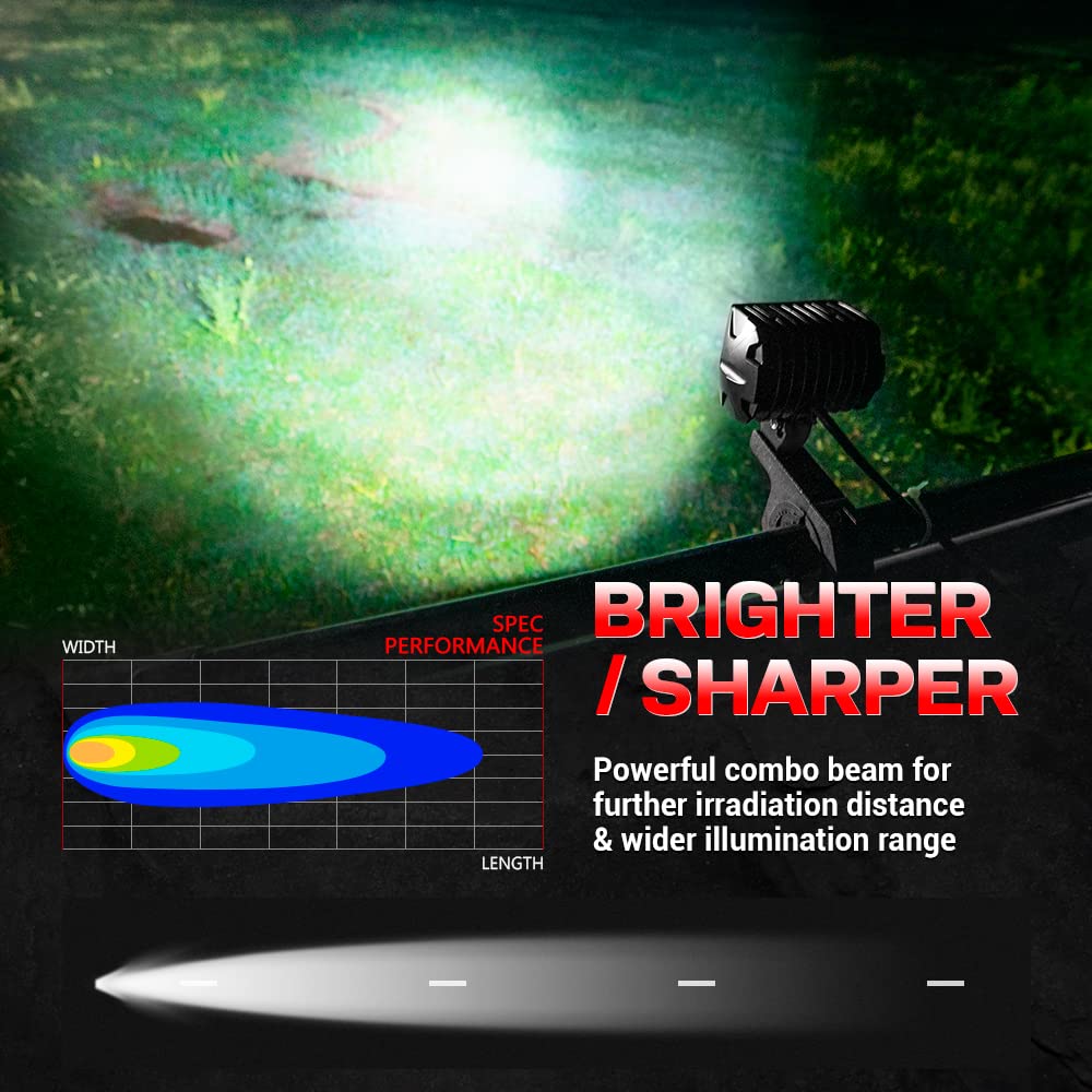 K1 LED Pods Quad Row Off Road Combo LED Light Bar 1920lm Driving Fog Lamps  2Pcs 4 Inch