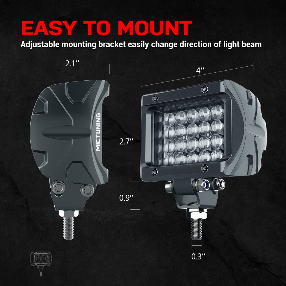 K1 LED Pods Quad Row Off Road Combo LED Light Bar 1920lm Driving Fog Lamps  2Pcs 4 Inch