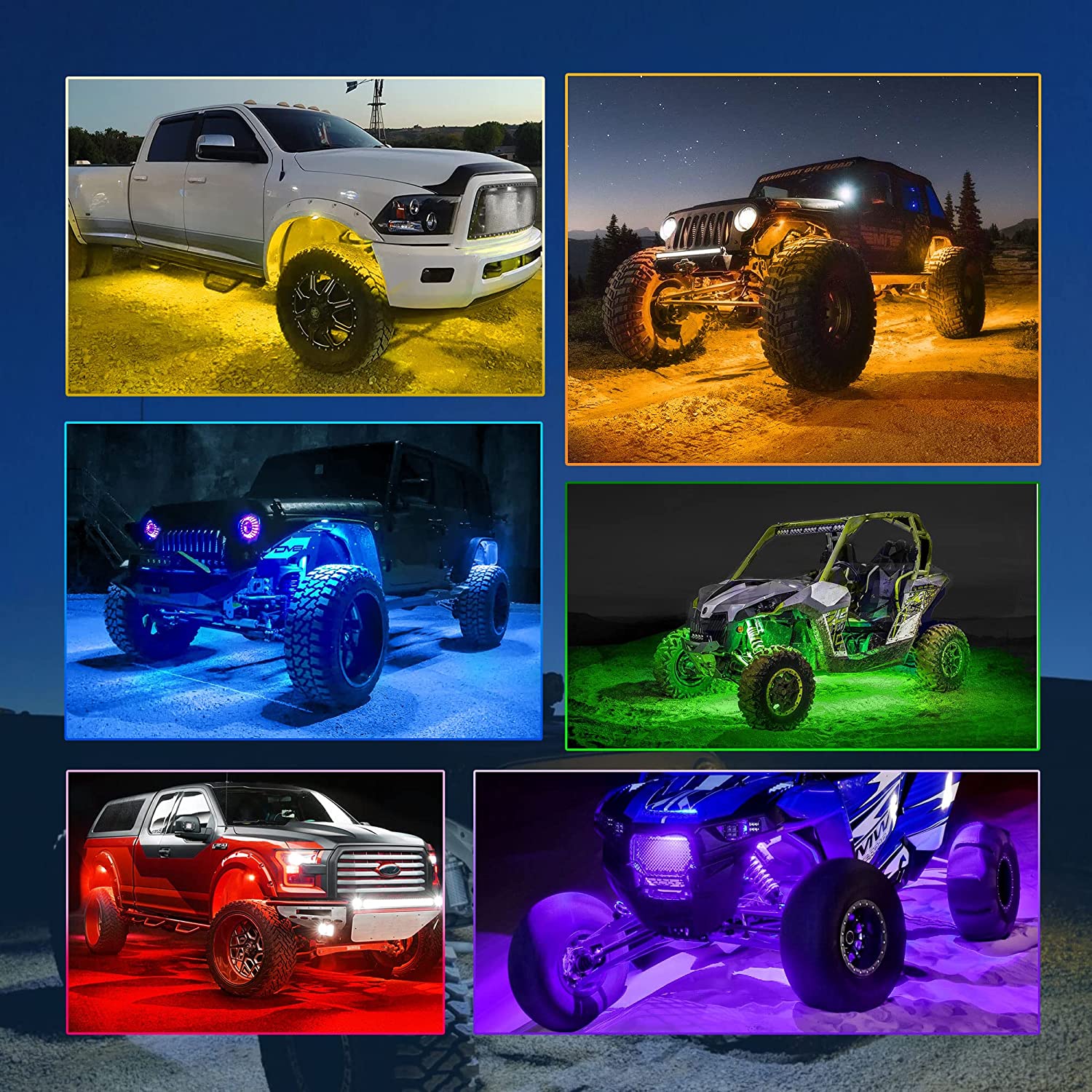 CM RGB LED Rock Lights Kits 4-12 Pods, 2nd-Gen RGB LED Rock Lights, APP Control