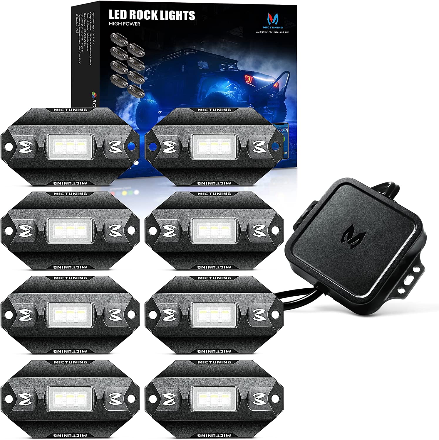 C1 RGBW LED Rock Lights 4-16 Pods Multicolor Underglow Neon Offroad Light Kit