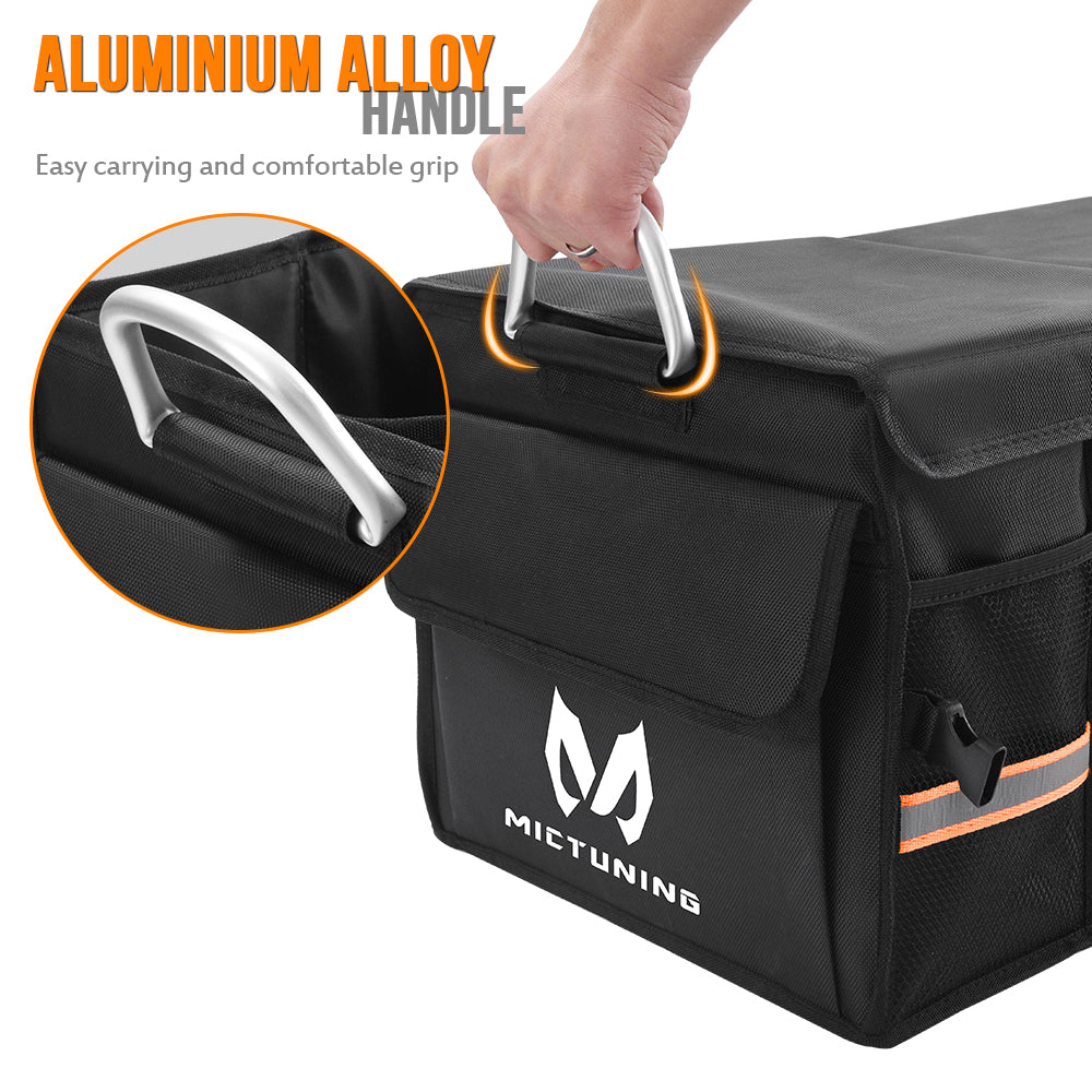 Car Trunk Organizer - Collapsible & Portable Cargo Storage Container Carrier - Multi Compartments Foldable Cover Non Slip Bottom