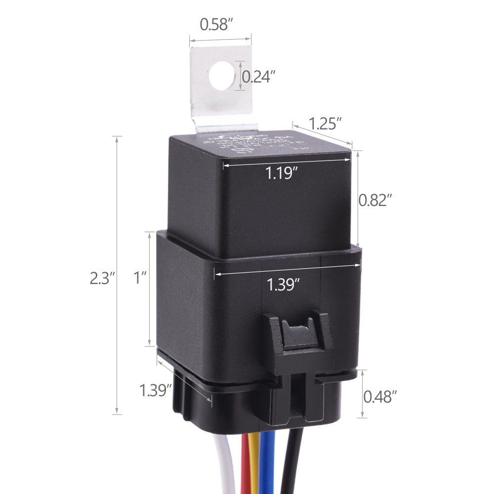 40/30 Amp Waterproof Relay Harness Set - 12V 5-PIN SPDT Automotive Relay with Heavy Duty 16AWG 14AWG Pre-wired Harness (5 pack)
