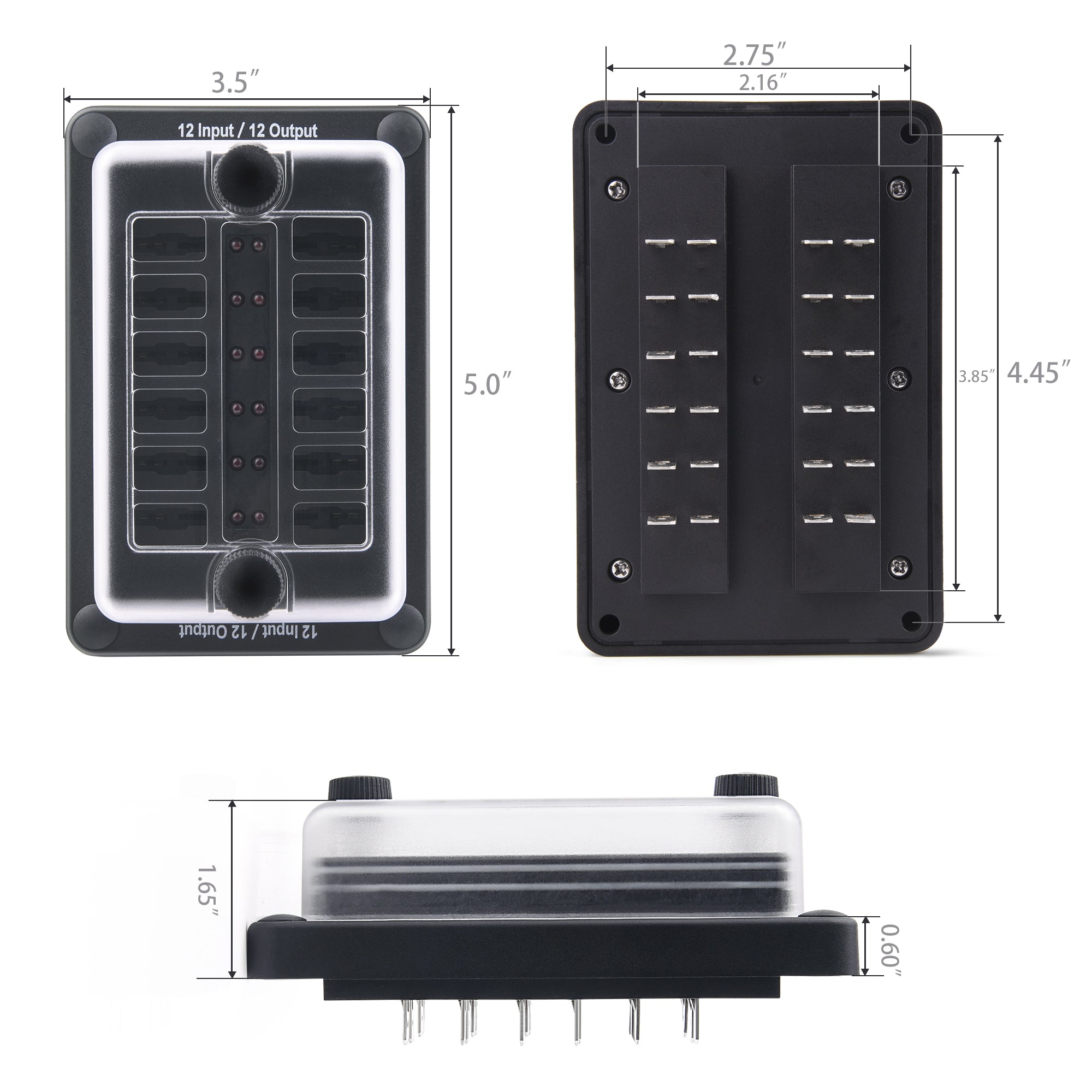 Fuse Block Holder 12 Circuit Blade Fuse Box with Waterproof Protection Cover Sticker Labels LED Indicator